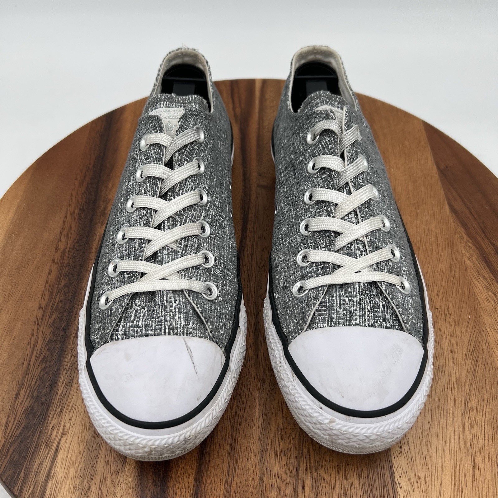 Size 9 Converse Womens CTAS Low Top Silver Sparkly Sneakers Shoes 560302F