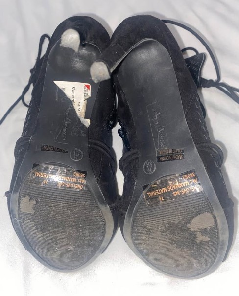 Lace Up Open Toe Black Booties Heels Size 8 Anne Michelle 4 inch heel