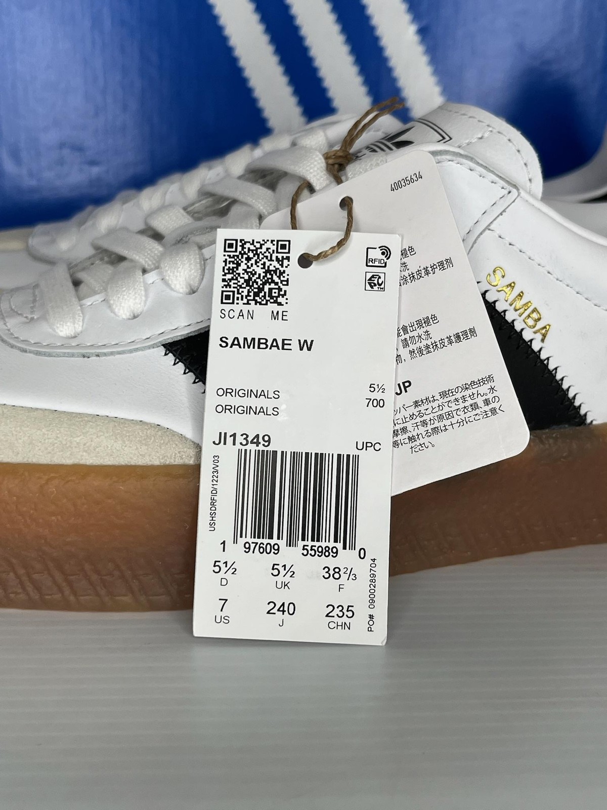 Adidas Sambae Women’s 7 White Black Gum Platform Shoes JI1349 NEW