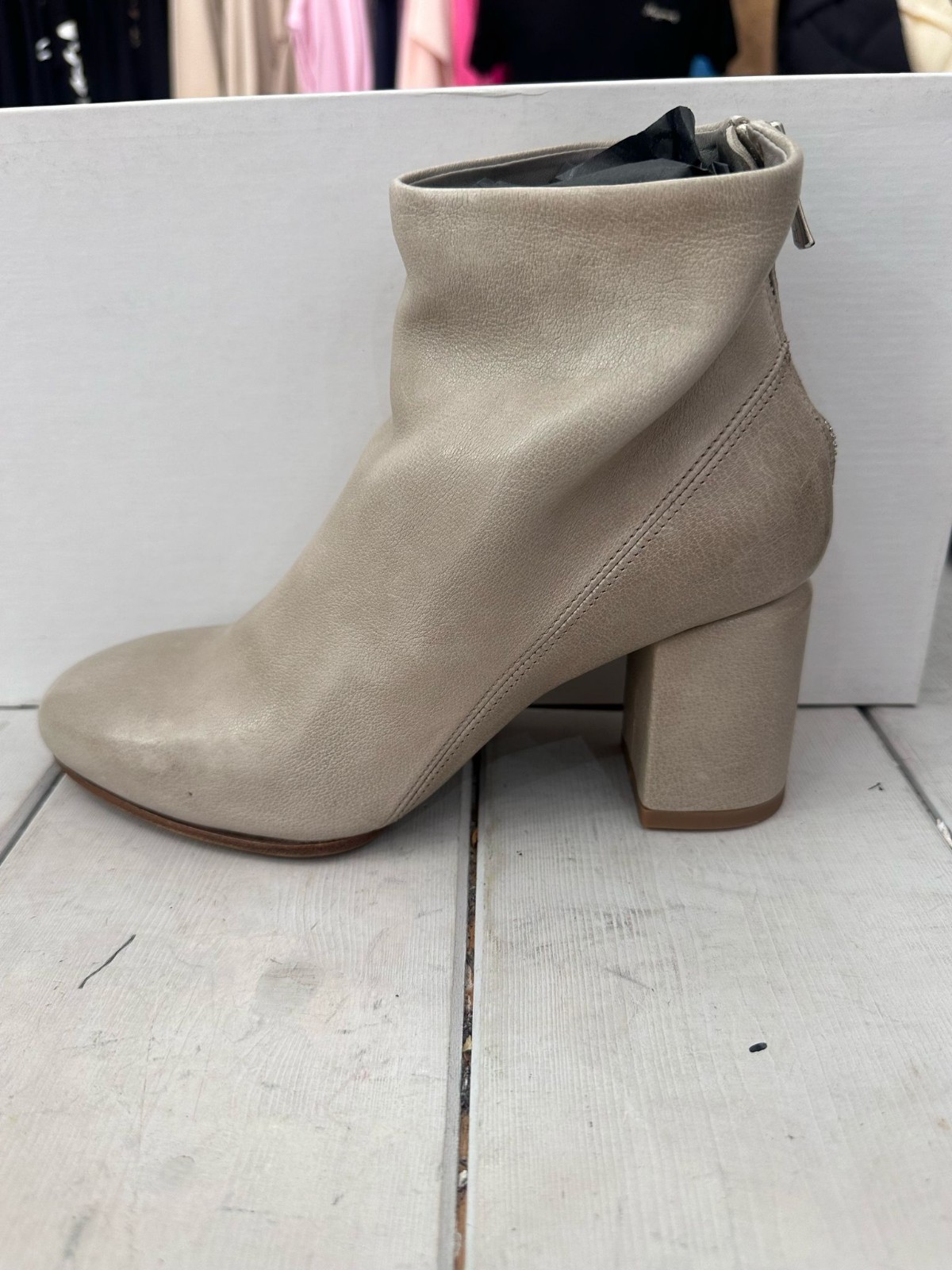 Officine Creative Ankle Boots Genuine Leather Woman SizeEu37 Chalk Heel 3 1/8in