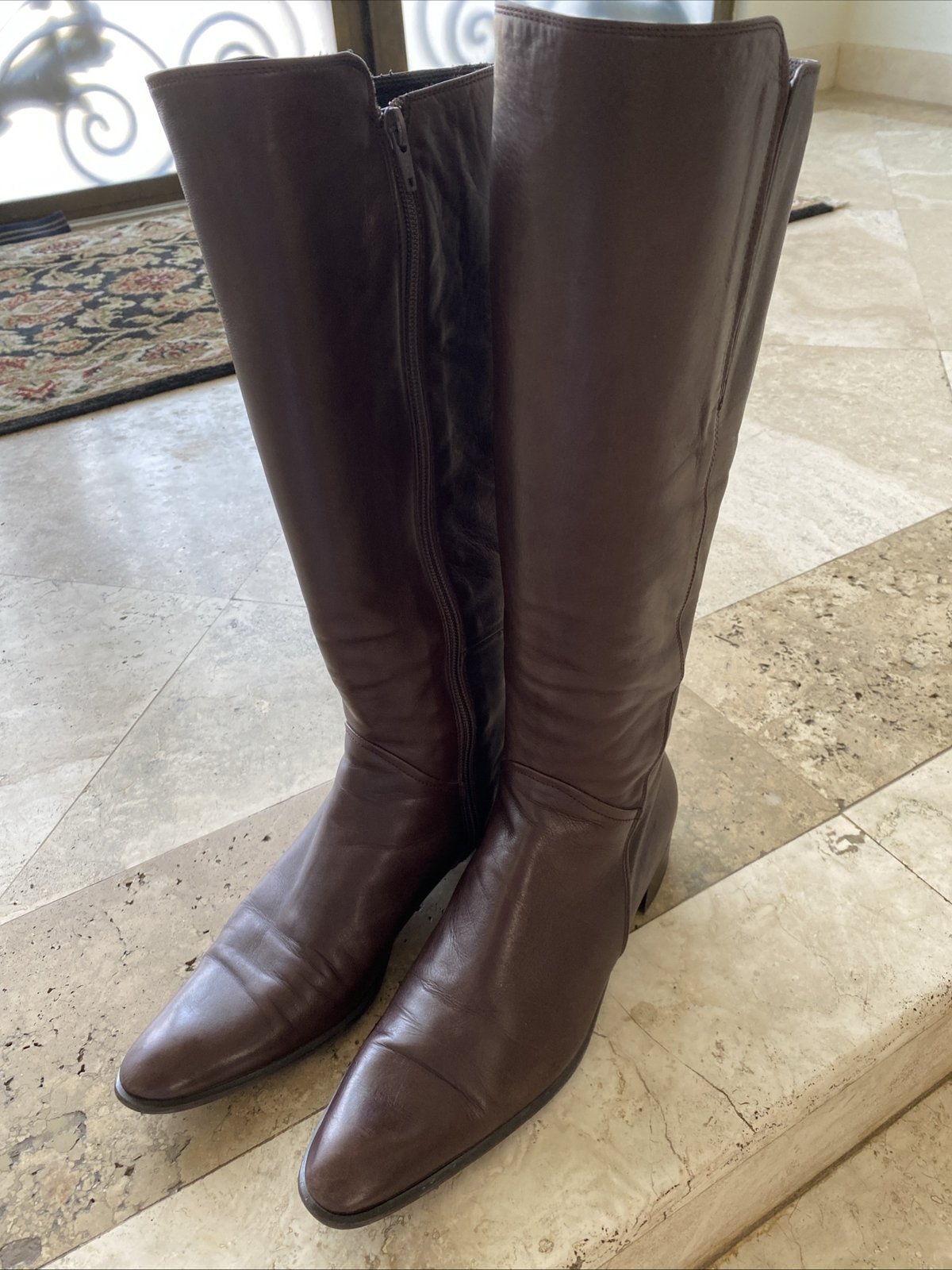 Russell & Bromley Womens Knee High Brown Leather Boots Sz 39.5US 8.5 Made Italy