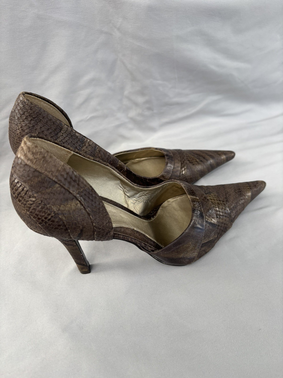 Carlos by Carlos Santana Snake Print Leather Pointed Toe Heels Women’s Size 10M