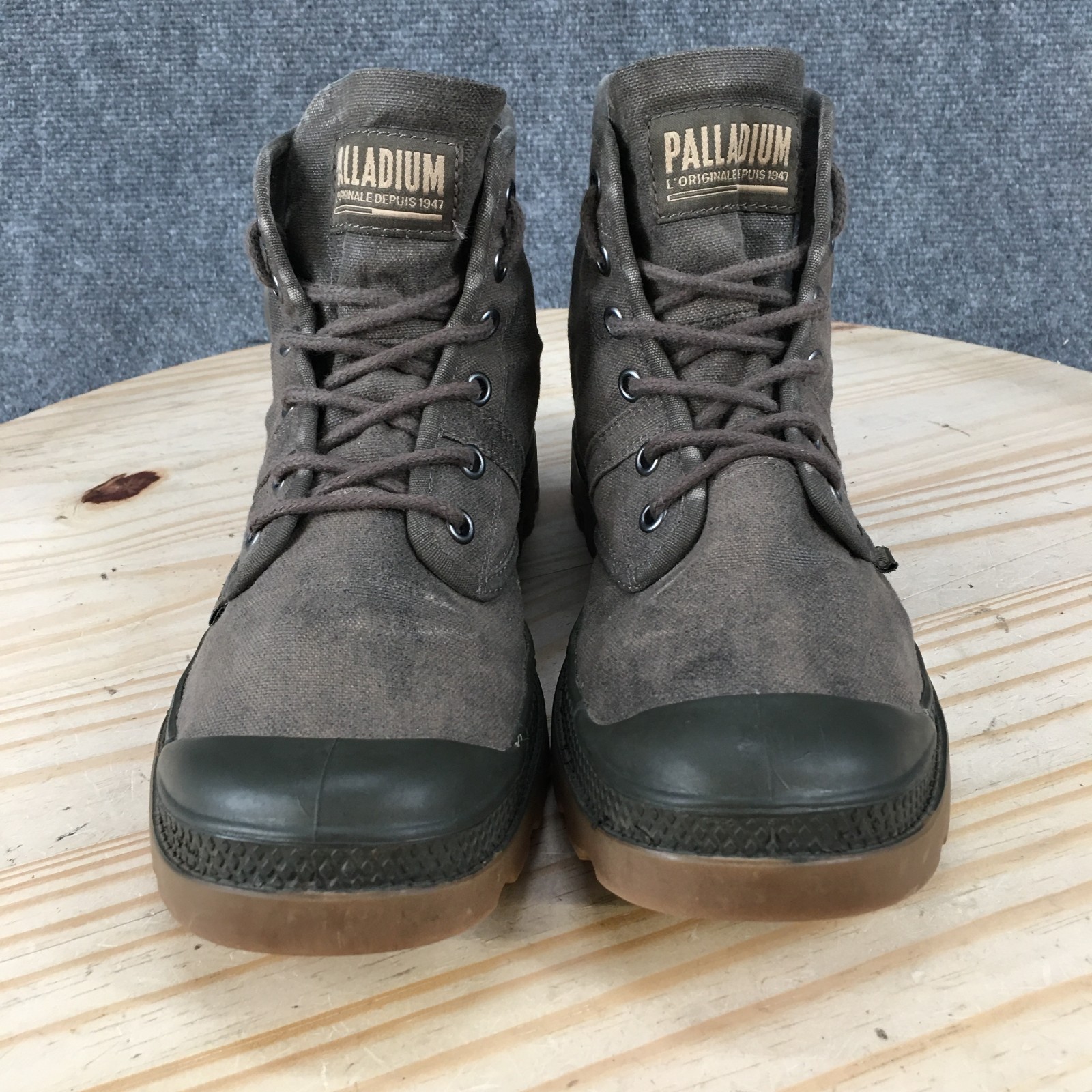 Palladium Pallabrouse Wax Boots Mens 7 Womens 8.5 Hiking Lace Up Canvas Gray