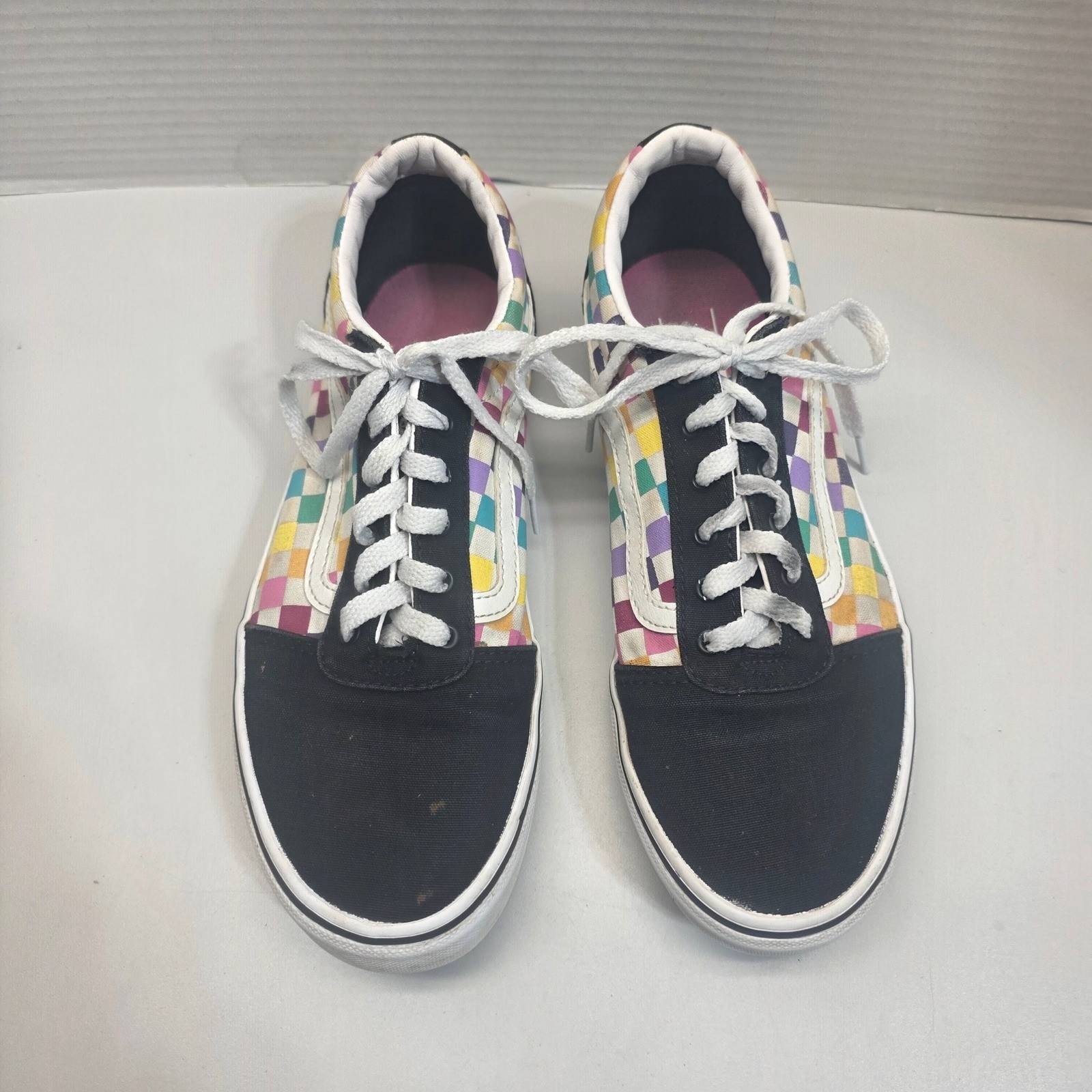 Vans Old Skool Rainbow Checkerboard Black Sneakers Skate US Missy 6.0 500714