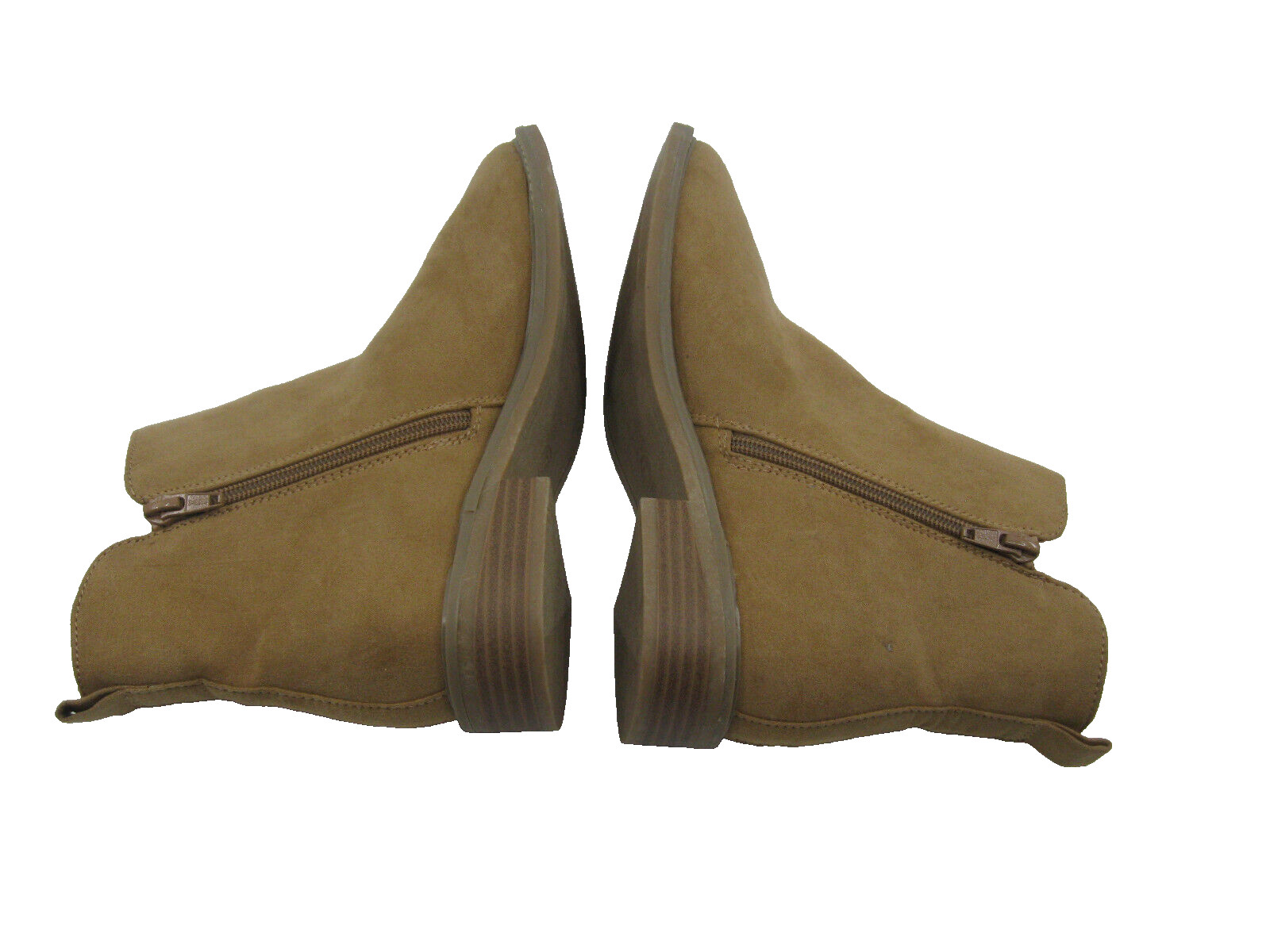 Universal Threads Women Anckle Boots S 7 Beige 2 Zipers 1.1/4 Round Block Heels