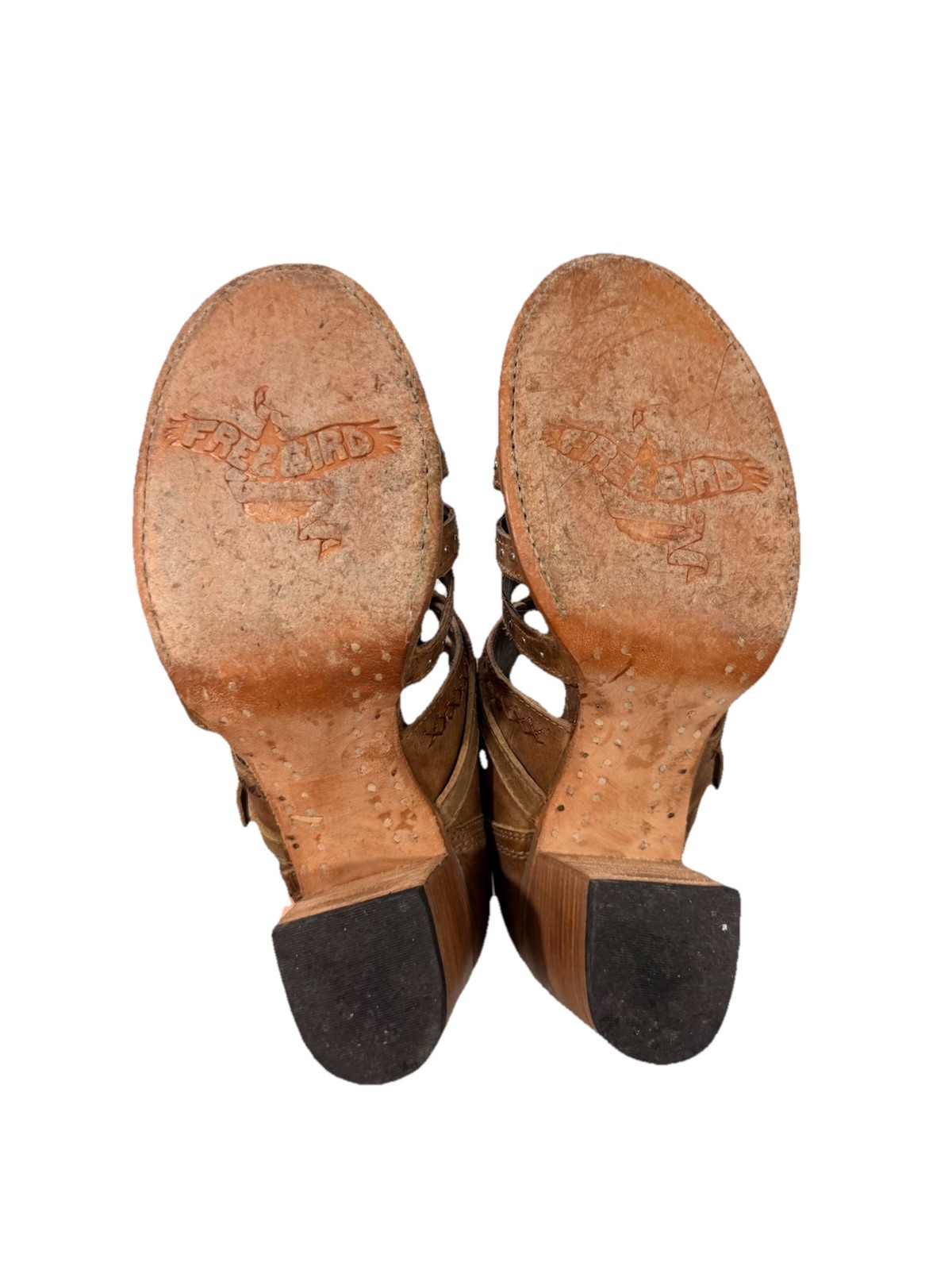 Freebird by Steven CONNER Brown Leather Heeled Zip Boho Western Sandals Size 11