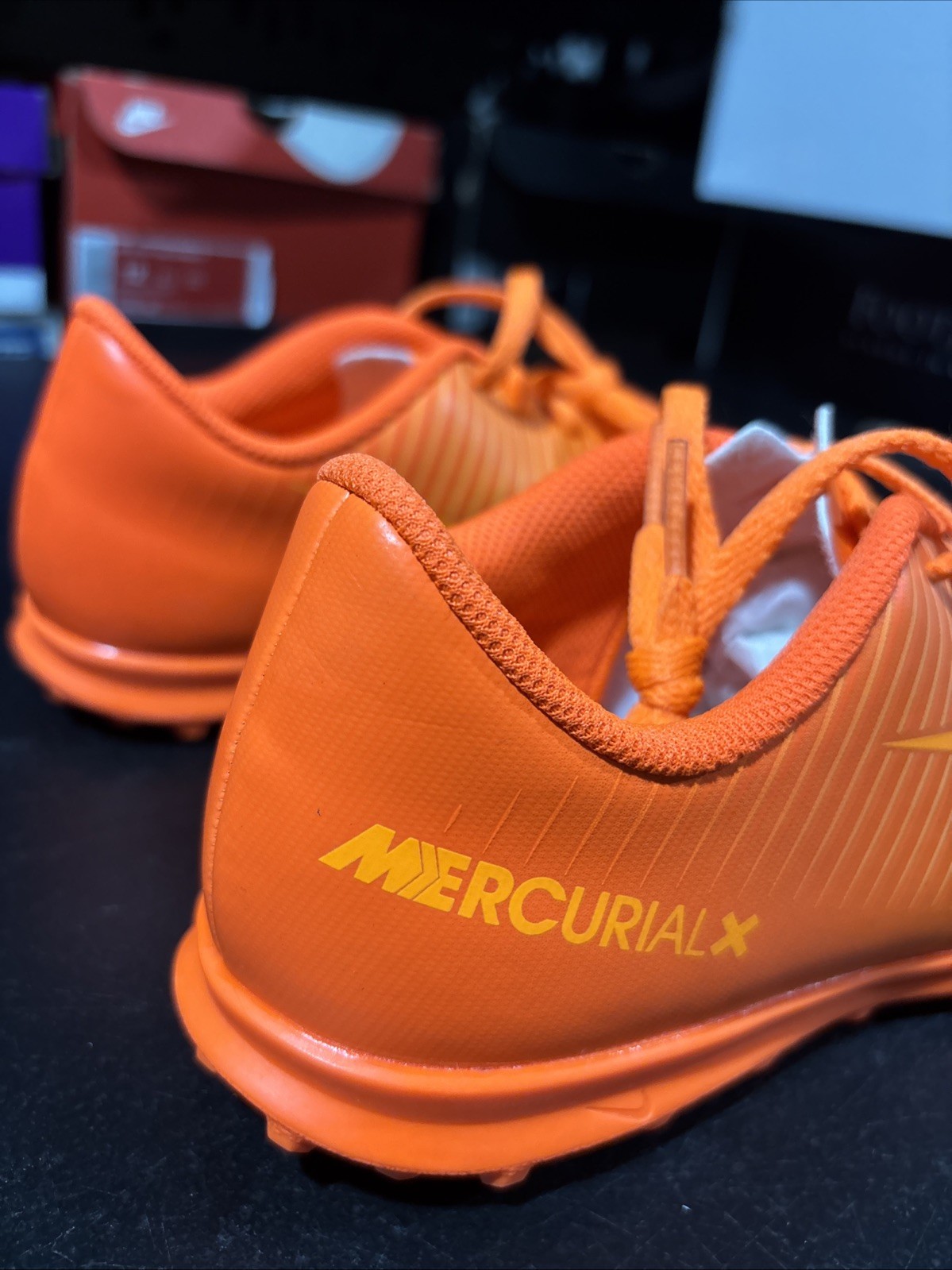 🔥 Big Kids NIKE MERCURIALX VORTEX III TF turf soccer Cleats Wmns 6.5 Orange IC