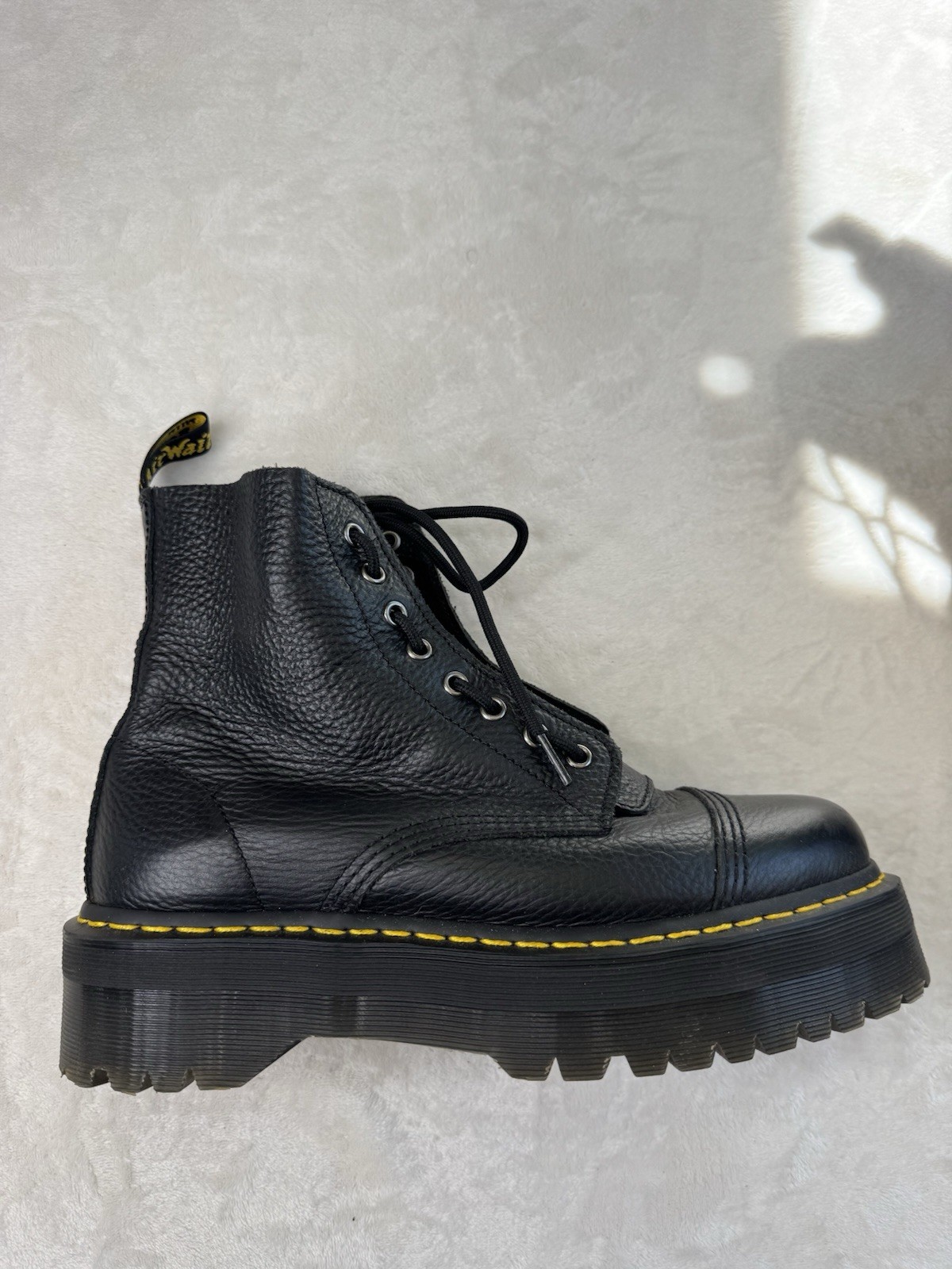 Dr. Martens Sinclair Black Milled Nappa Platform Boots Zip Eyelet Size 10 Chunky