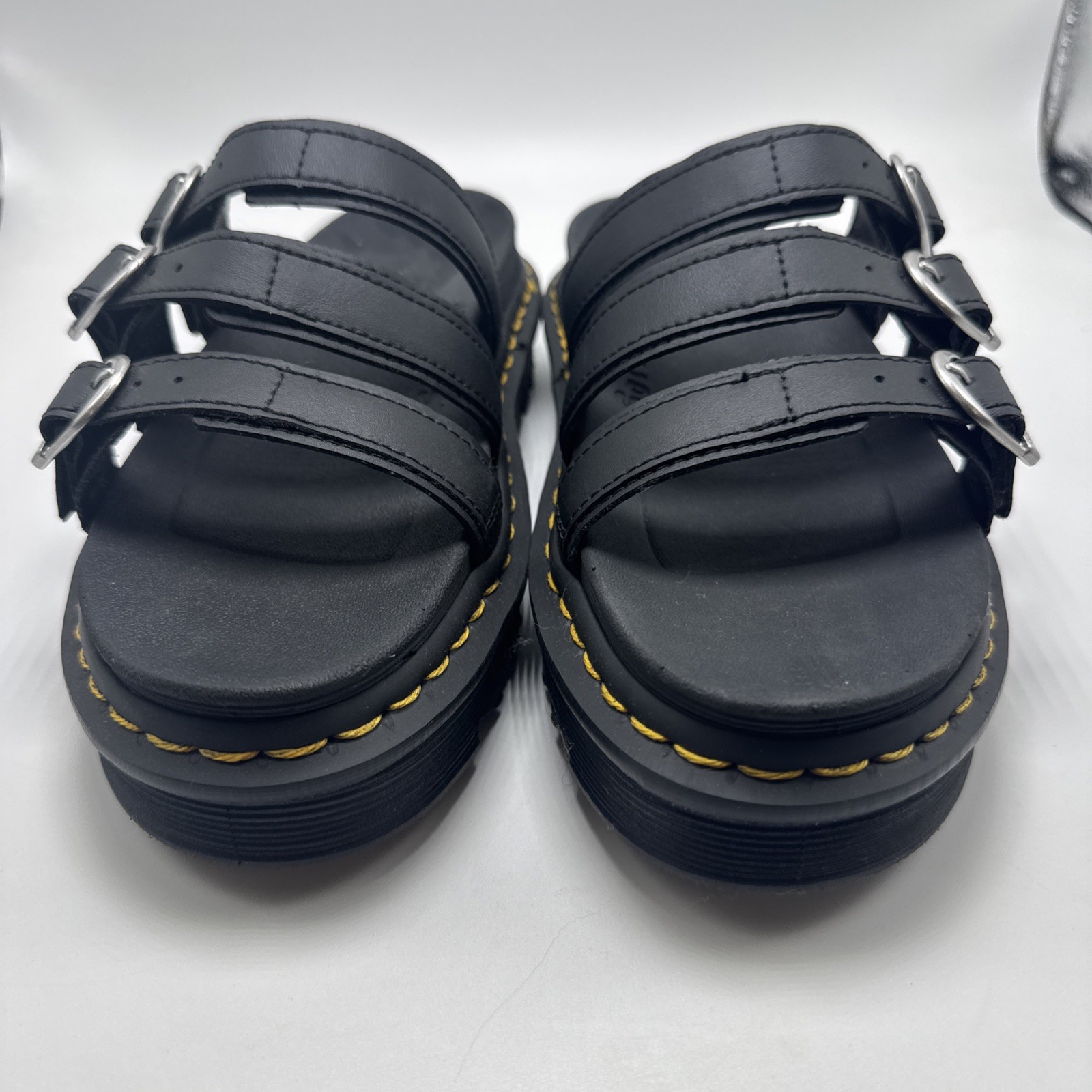 Dr Martens Blaire Slide Sandals Womens Black Triple Strap Buckle Platform Size 8
