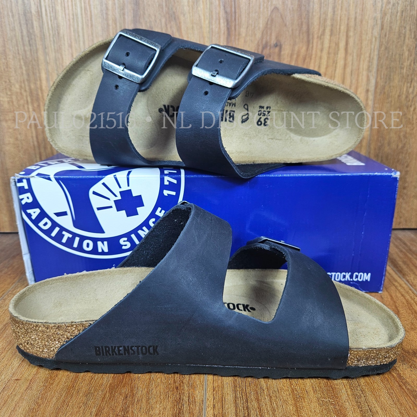 BIRKENSTOCK Women’s Men’s Arizona BS Natural Leather Oiled Sandals ~ Black