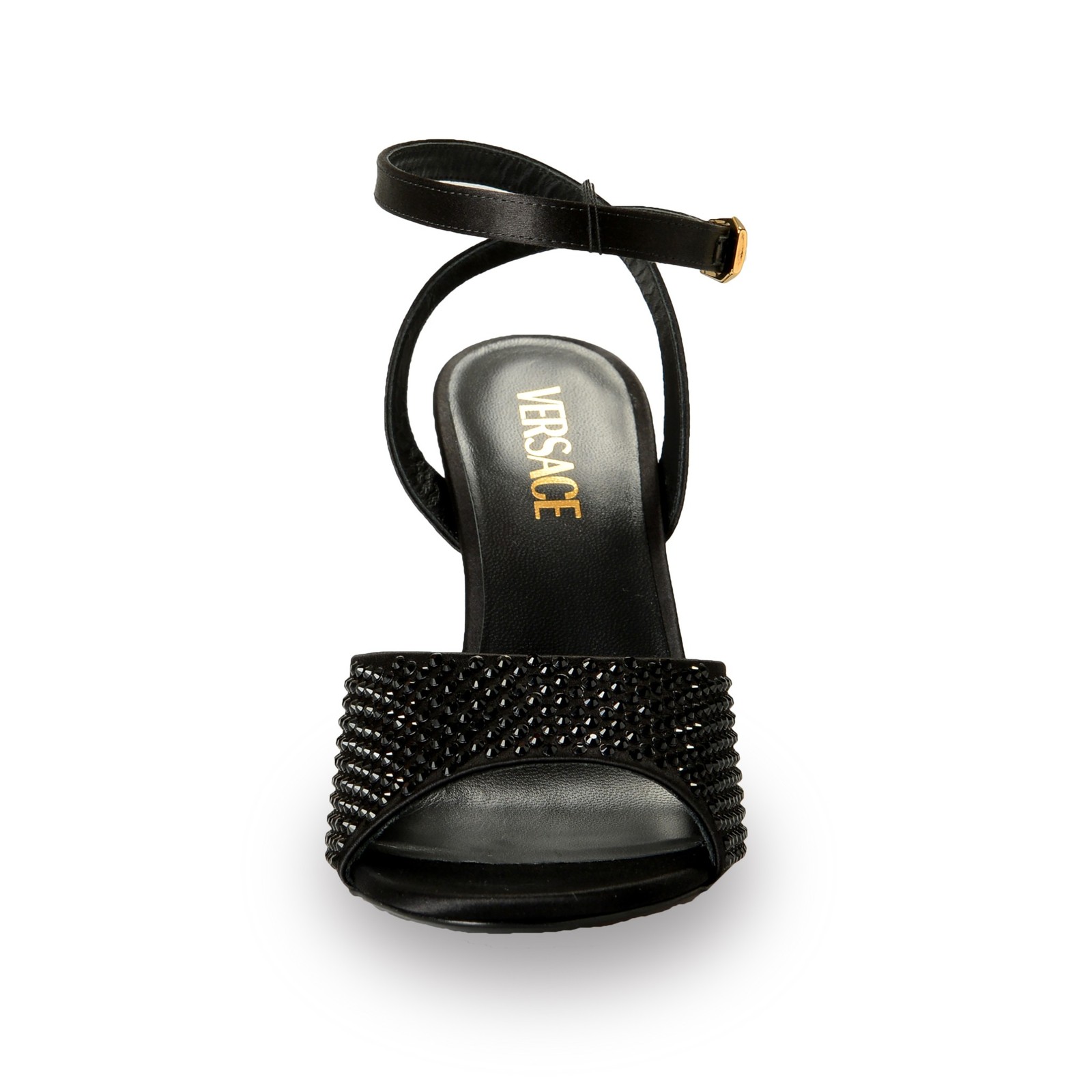 Versace Women’s Strass & Gold Medusa Ankle Strap Heeled Sandals Shoes US 6 IT 36
