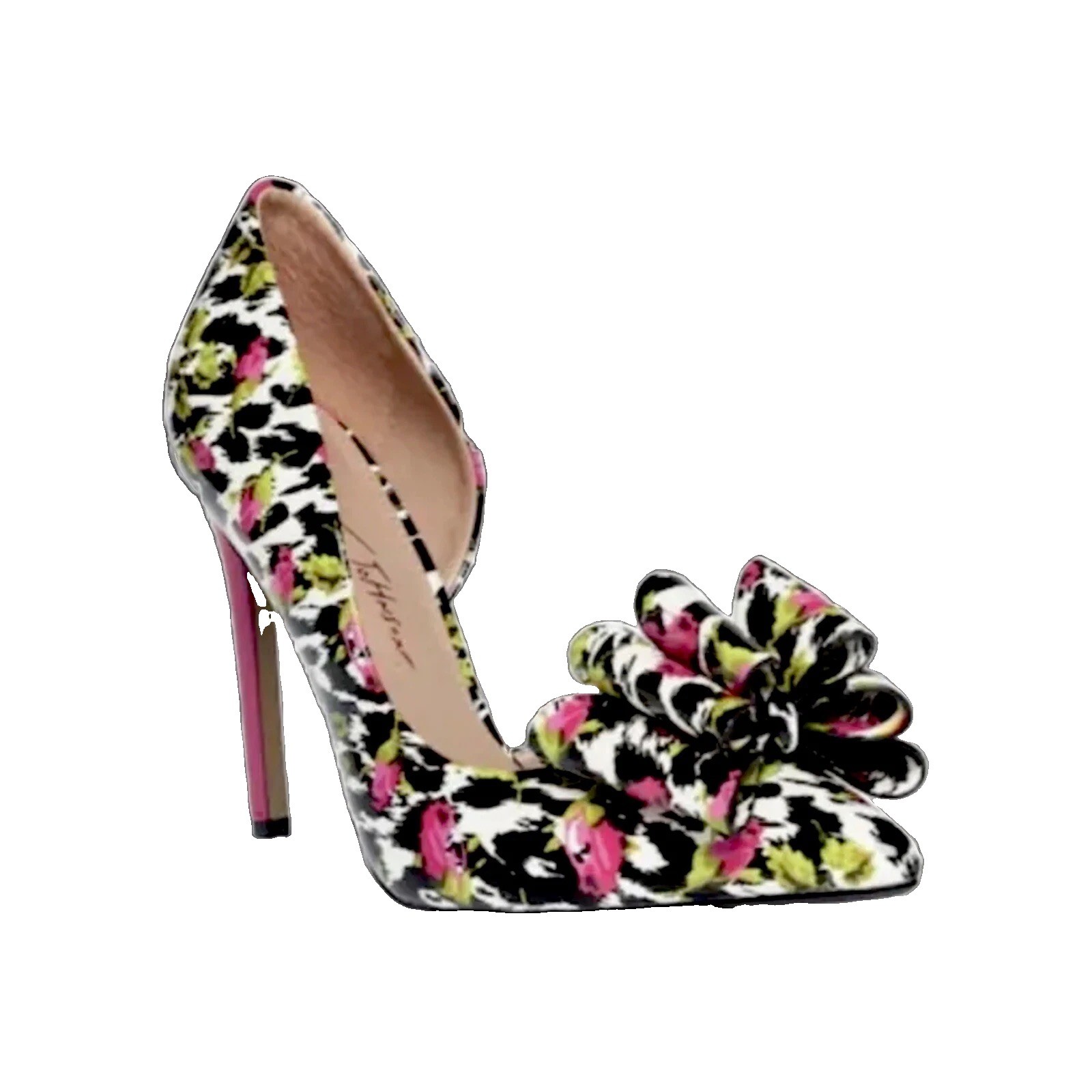 Betsey Johnson Prince-P Heels pink green black white bow brand new In box size 7