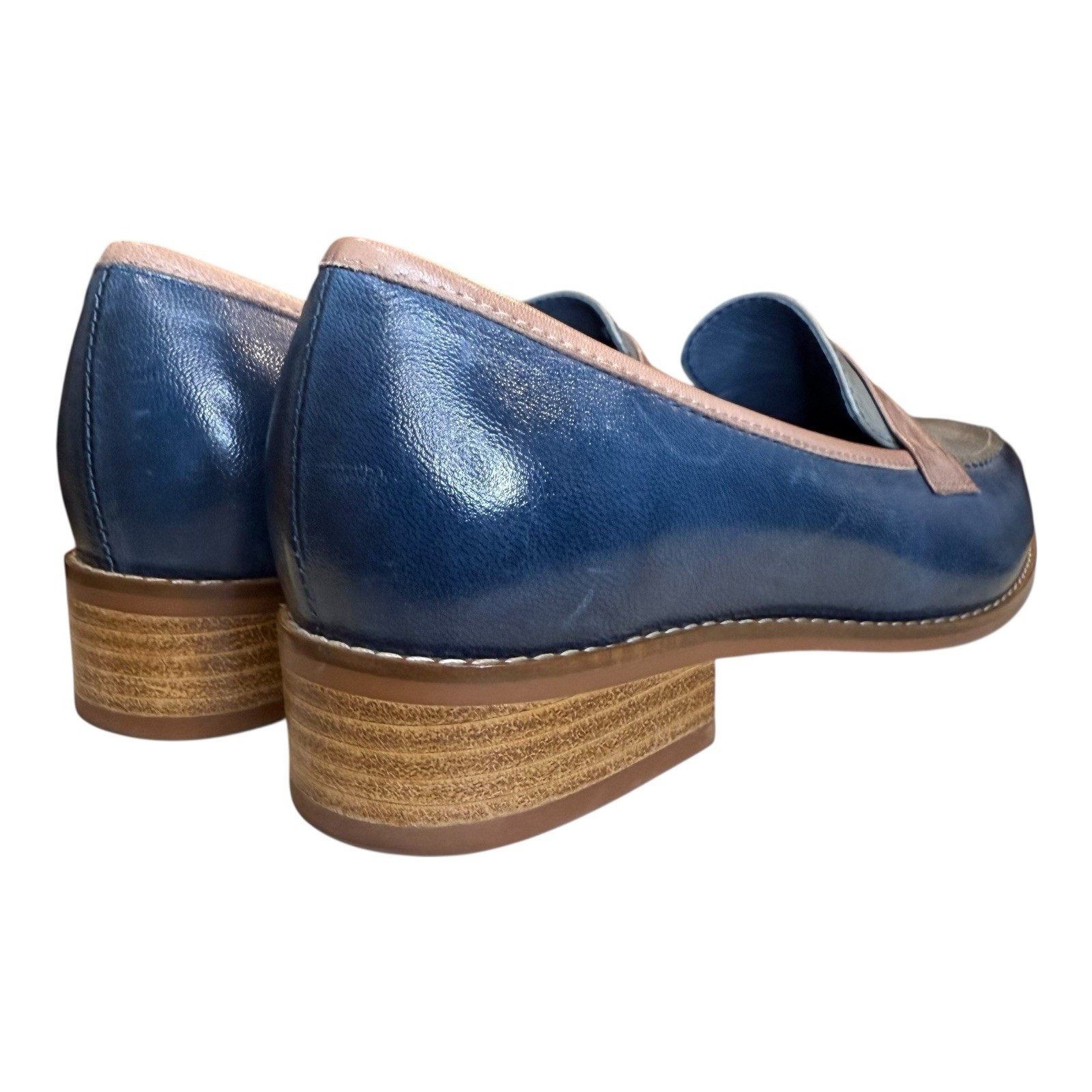 Mona Flying Blue Brown Gray Penny Loafer Flats Slip On Shoes US 9 EU 41