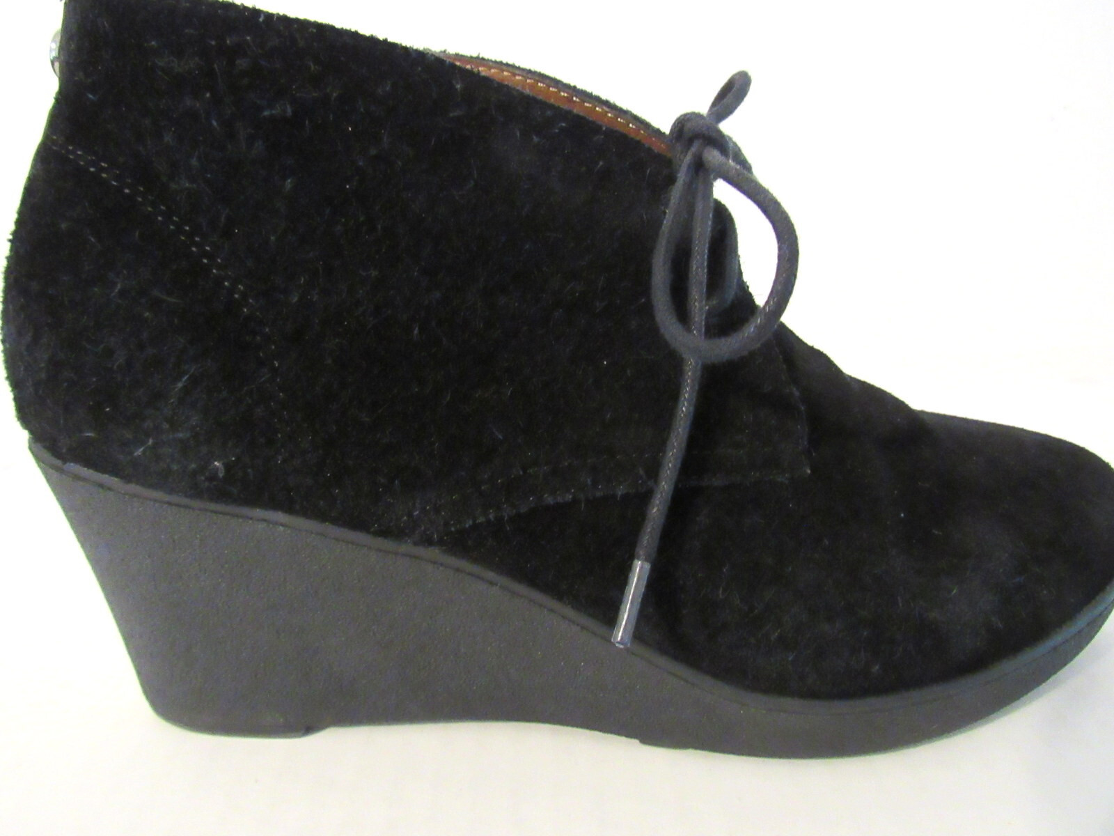 DONALD J PLINER Size 8.5M Black Suede 2.75-in Wedge Heel Lace-up Ankle Boots