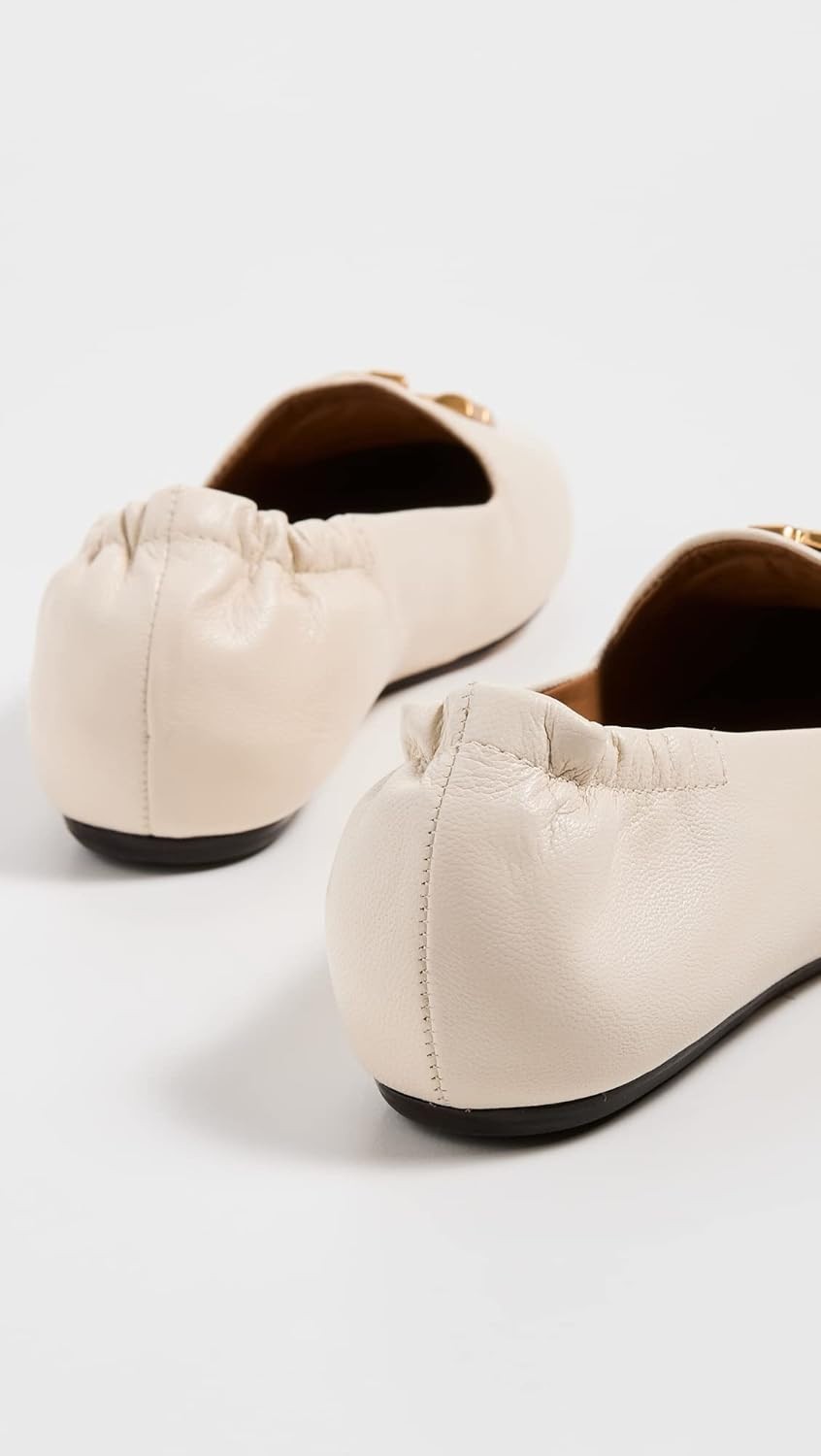 Tory Burch Womens Ivory White Soft Leather Eleanor Ballet Loafers, Sz 11 8328-9