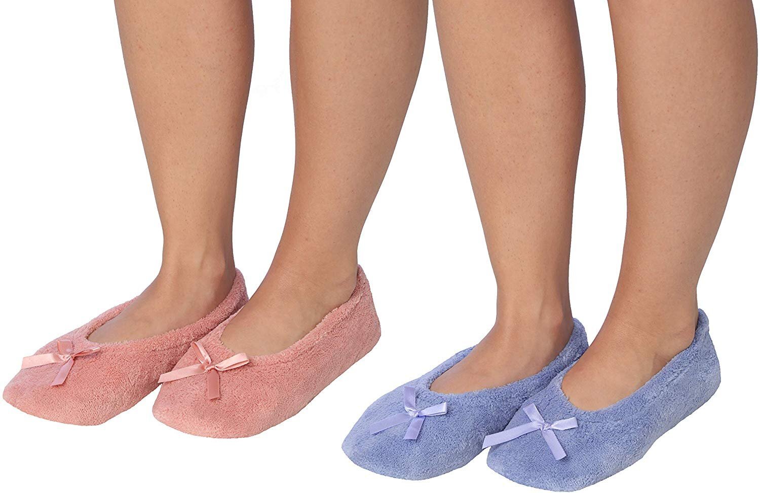 Roxoni Women’s Terry Classic Cotton Ballerina Slippers (Pack of 2)