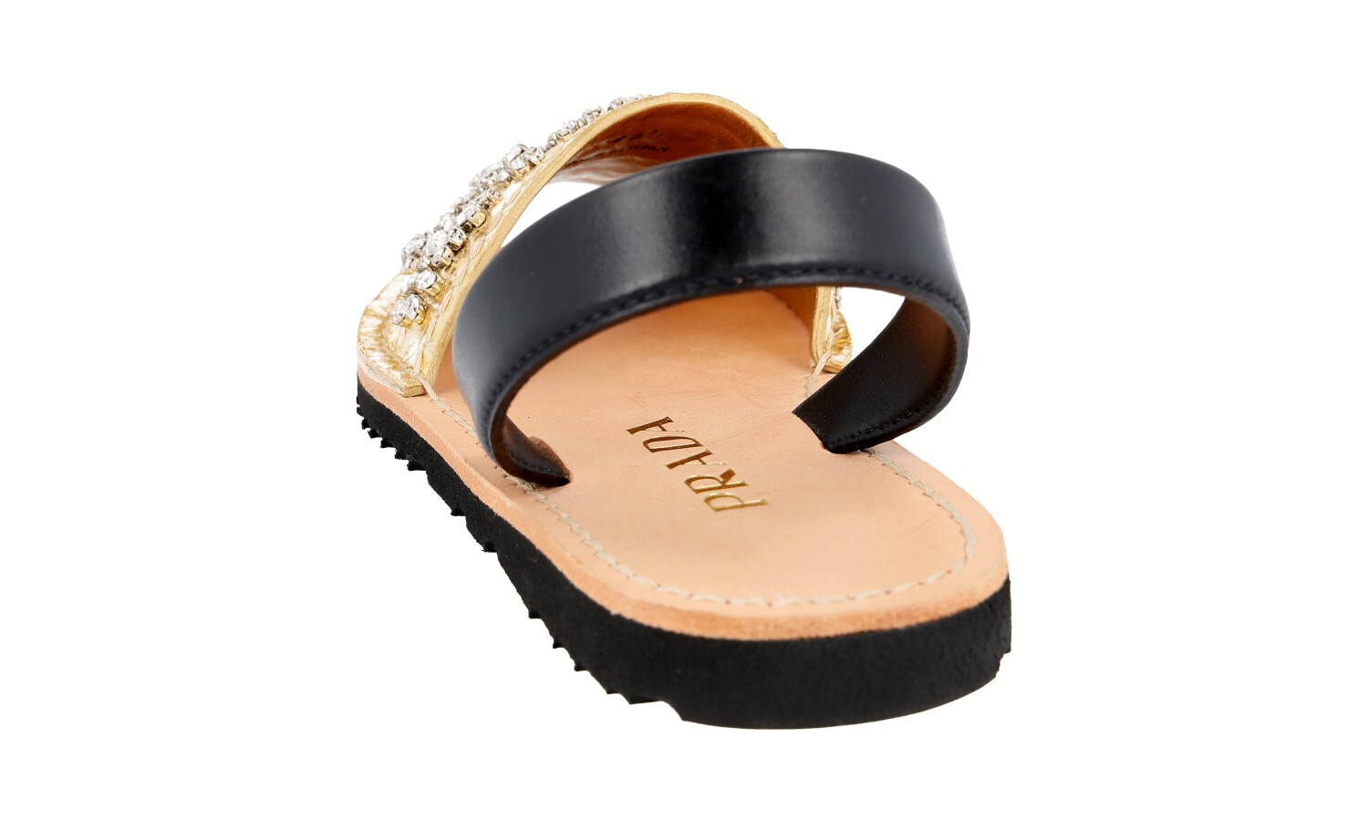 PRADA Leather Crystal Ayers Snake Slides Mules Sandals 1X181G – US 6.5 EU 36,5