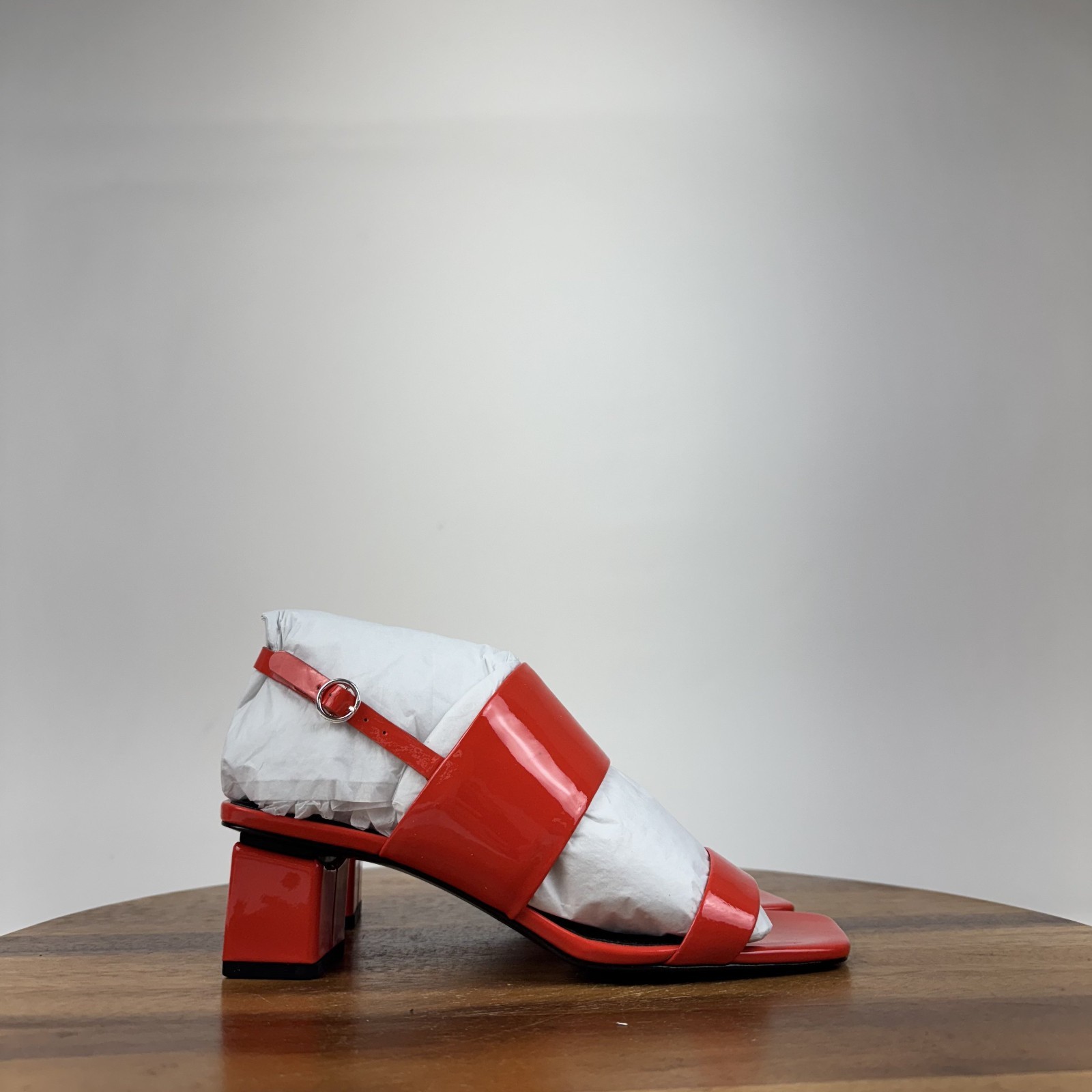 New Womens Via Spiga Forte Orange Leather Slingback Heeled Sandals Size 5.5 NIB