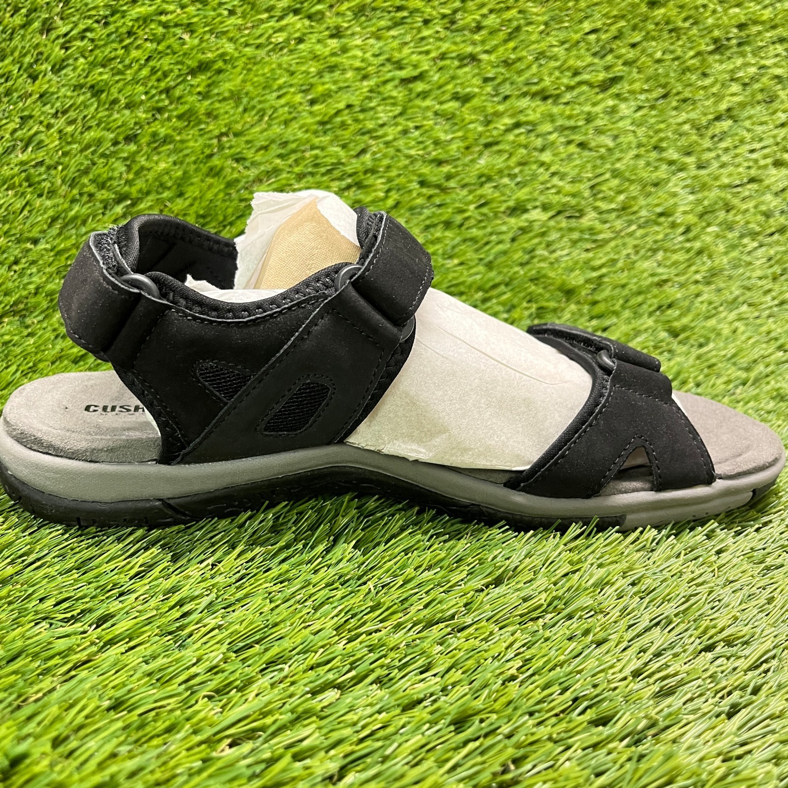 Cushionaire Pace Womens Size 10 Black Beach Outdoor Casual Walking Sandals Shoes