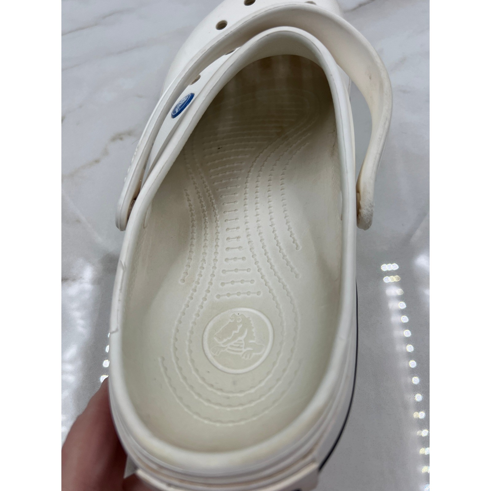 Crocs Crocband Clog White Black Stripe 11016-100 Mens Size M11