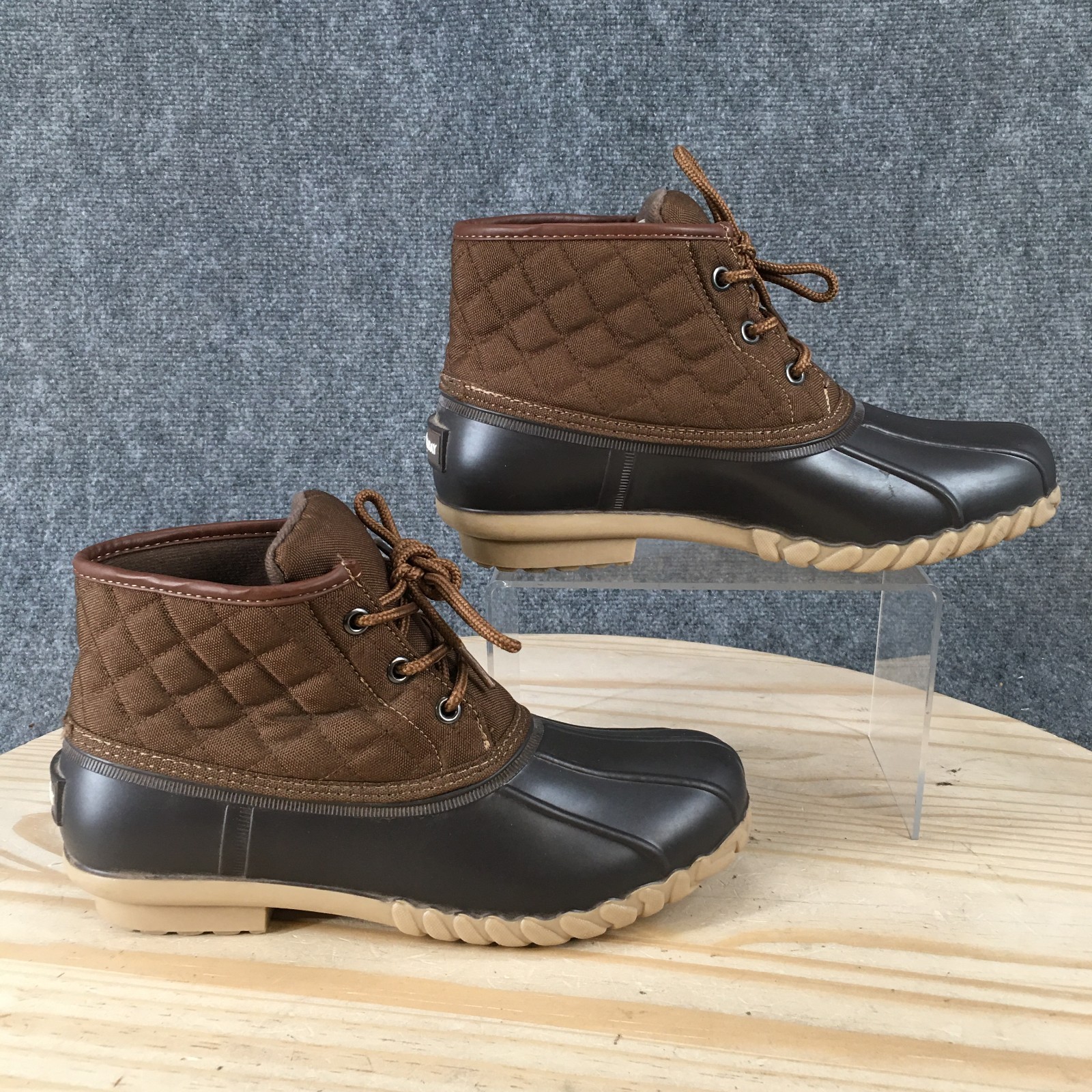 St. John’s Bay SJB Denton Duck Boots Womens 8 M Ankle Top Lace Up 100-1023 Brown