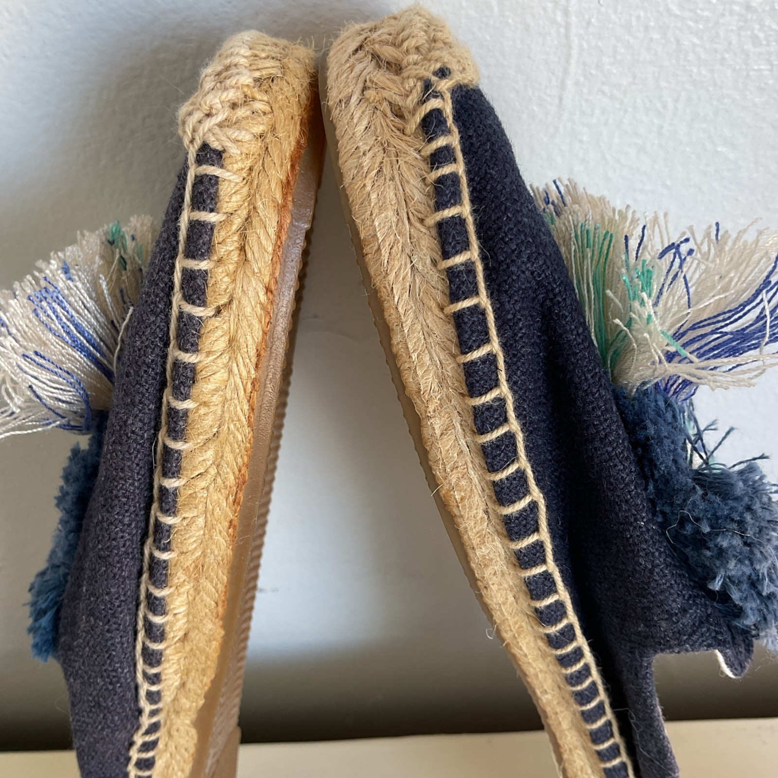Soludos Womens Kiki Midnight Blue Espadrilles Slip On Tasseled Fringe Size 7 New