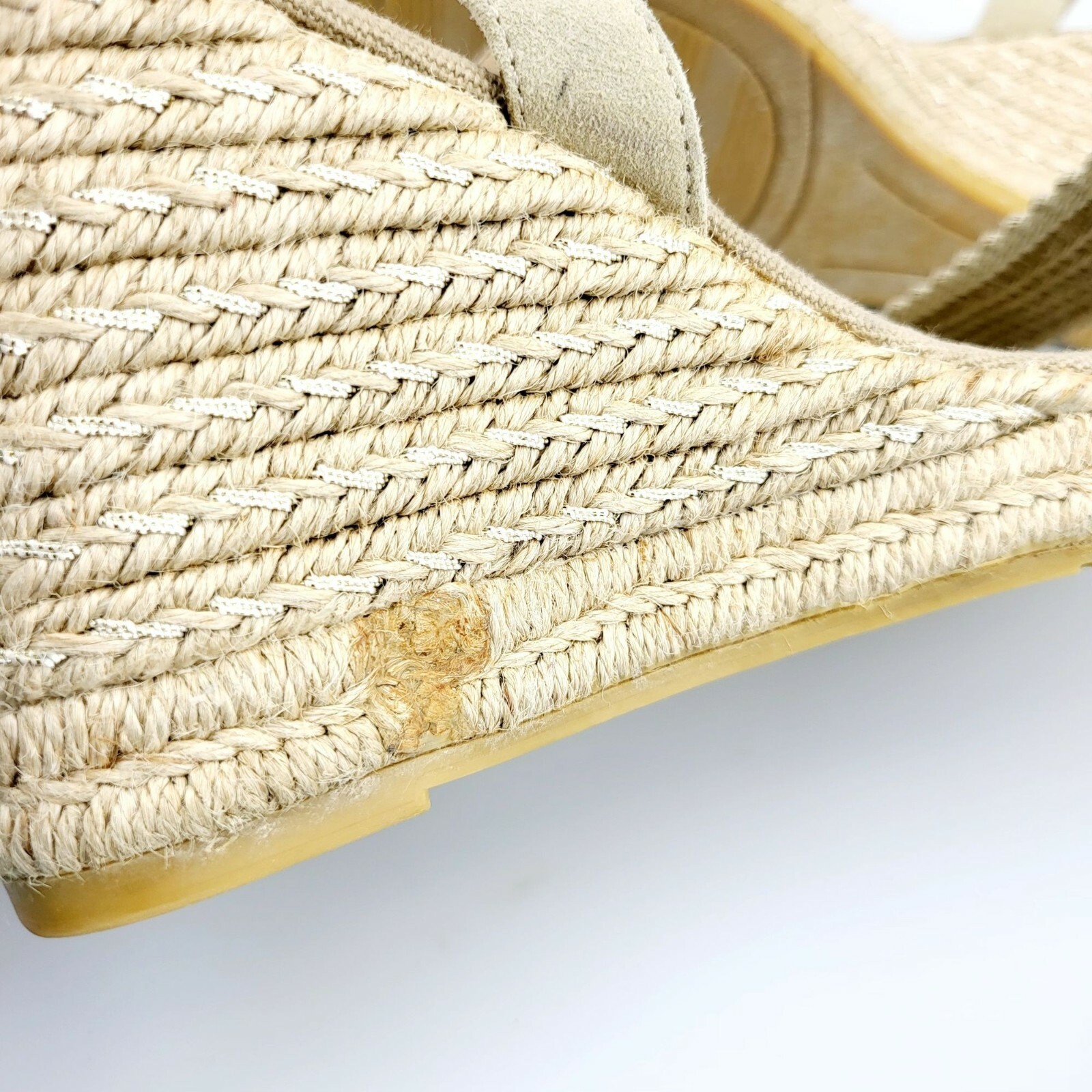 Boho Espadrille Wedge Sandals Womens 8 39 Tan Pearl Beaded Coastal Summer