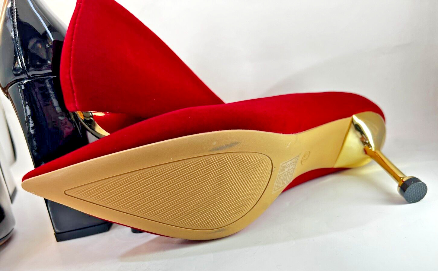 Lot of 2 PAIR New Womens Heels US Size 6 RED-Liguannoxie 3.25″ BLACK-Merrori 4″