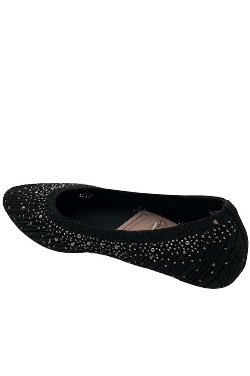 Skechers Cleo 2.0 Vegan Recycled Knit Sparkle Flats Glitzy Daze Black