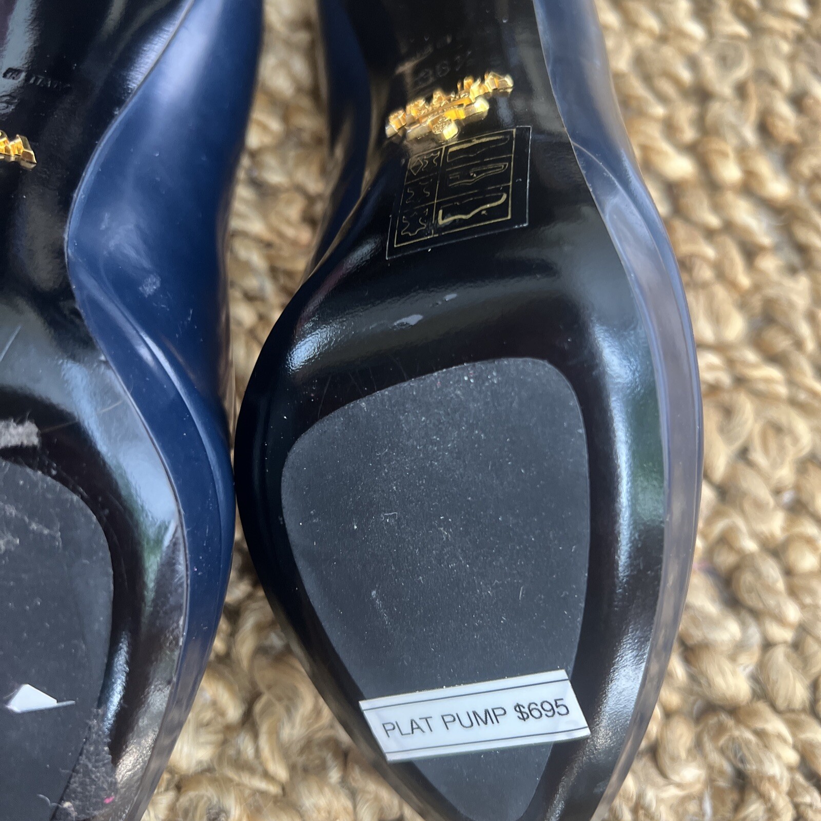 New AUTHENTIC PRADA SAFFIANO PUMPS SHOES ROYAL Dark Blue US 6.5 EU R 36.5 L 36