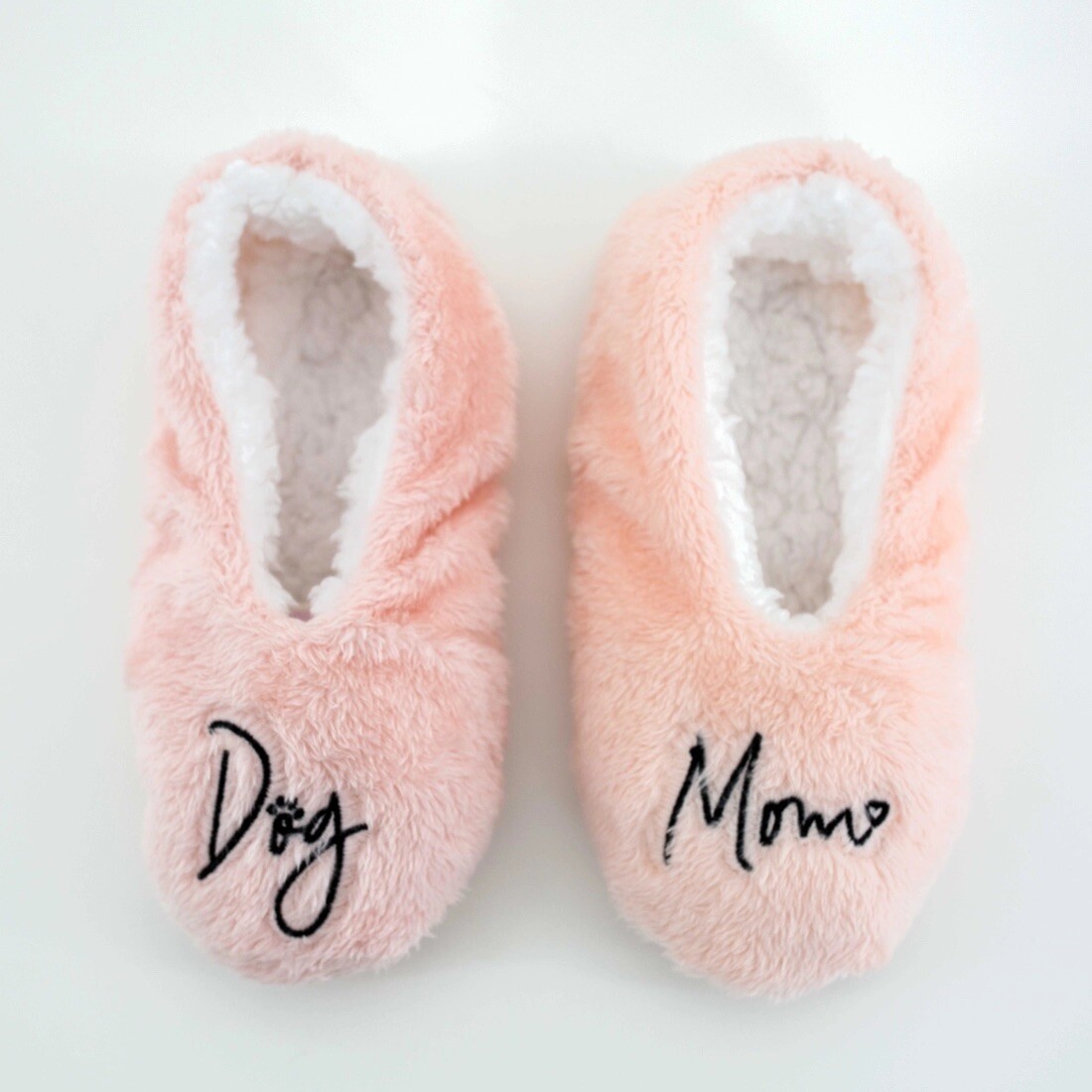 Pretty fun bedroom womens slippers socks size M to XL footsies Dog Mom pink