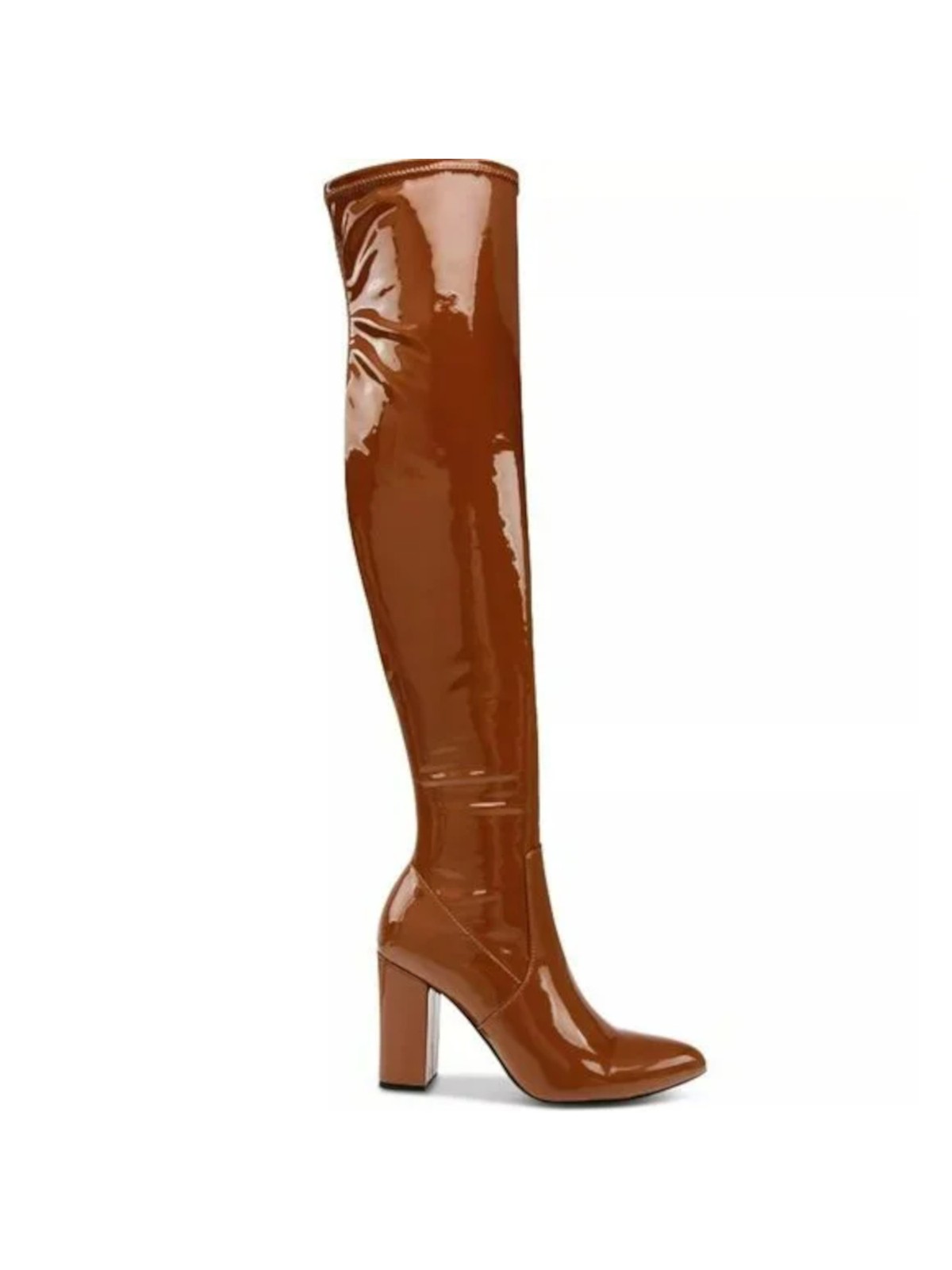 WILD PAIR Womens Brown 19.5 Height Bravy Pointed Toe Block Heel Heeled Boots 8 M