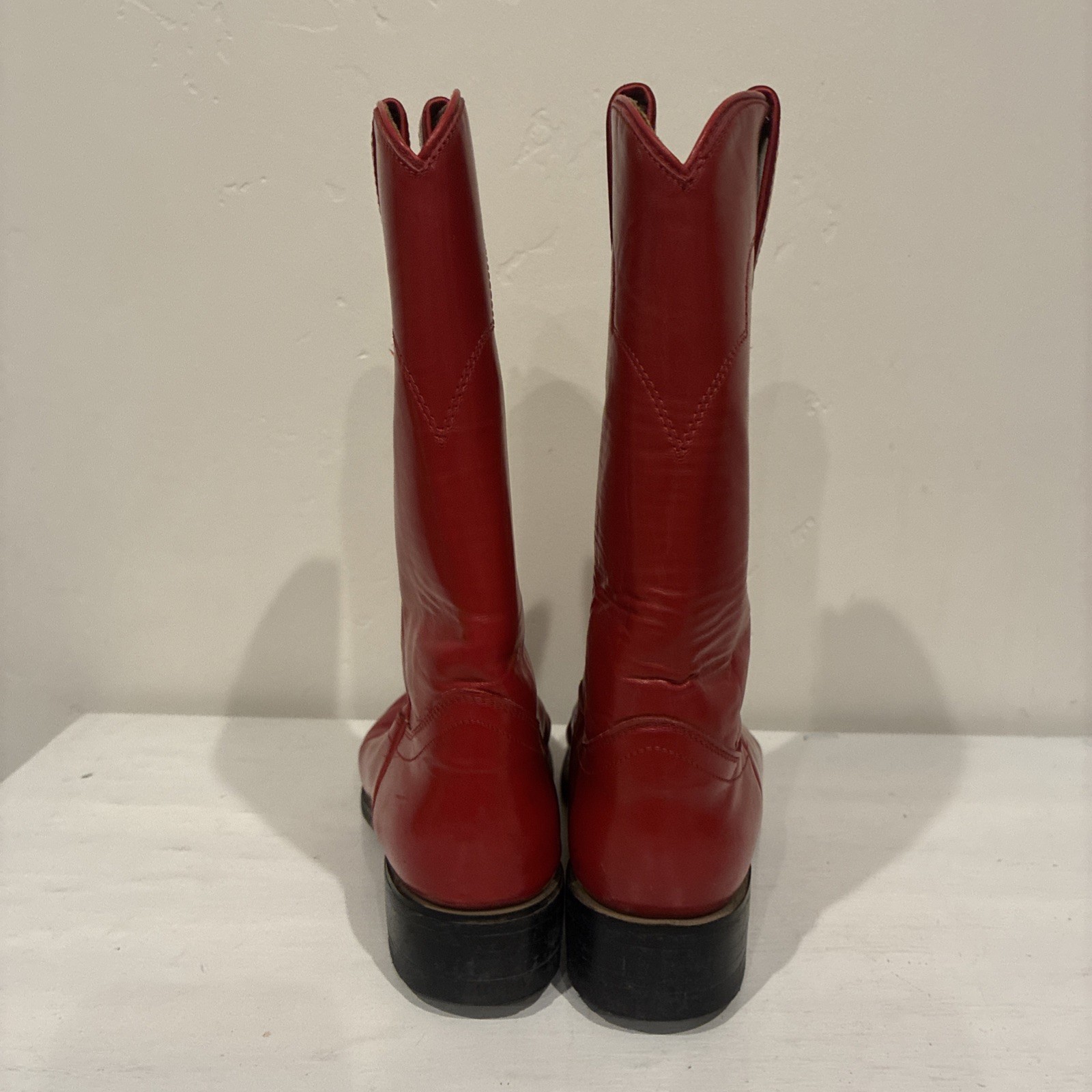 Vintage Tony Lama Women’s Red Leather Roper Cowgirl Boots Size US 5 1/2
