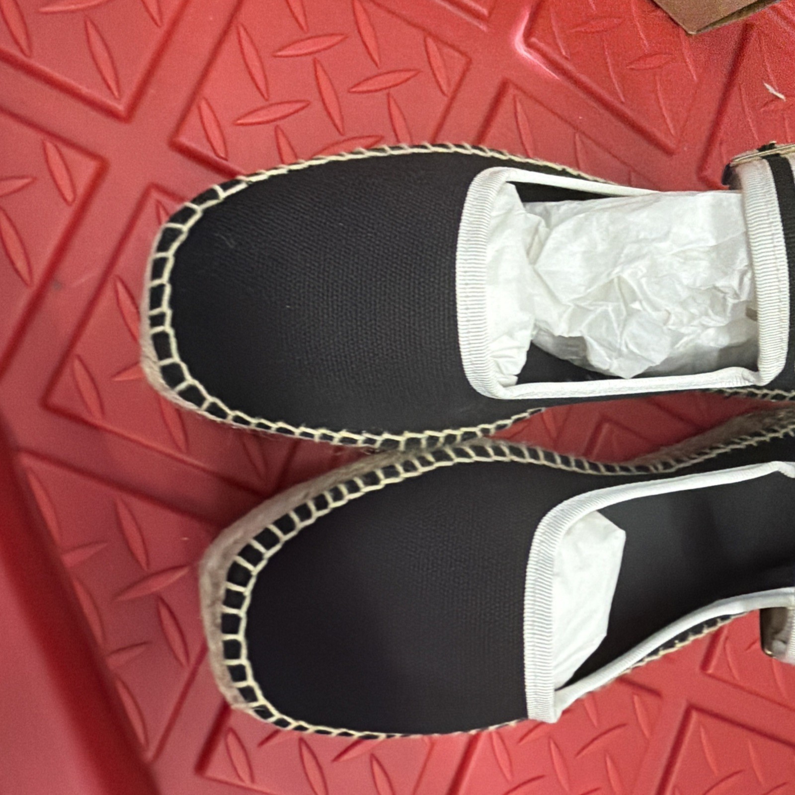 MAEVE Mary Jane Espadrille Flats – Pitch Black Size 38EU