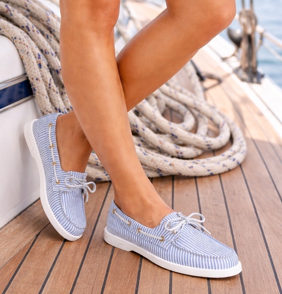 Sperry Original 2 Eye Boat Shoes Top Siders Navy & White Women’s 8