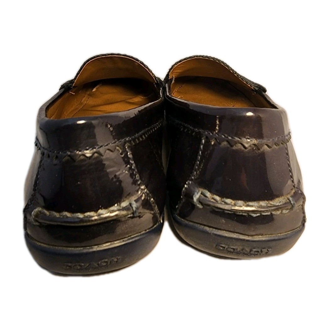 Coach Shoes Womens 9 Black Loafers Odette Patent Leather Slip On