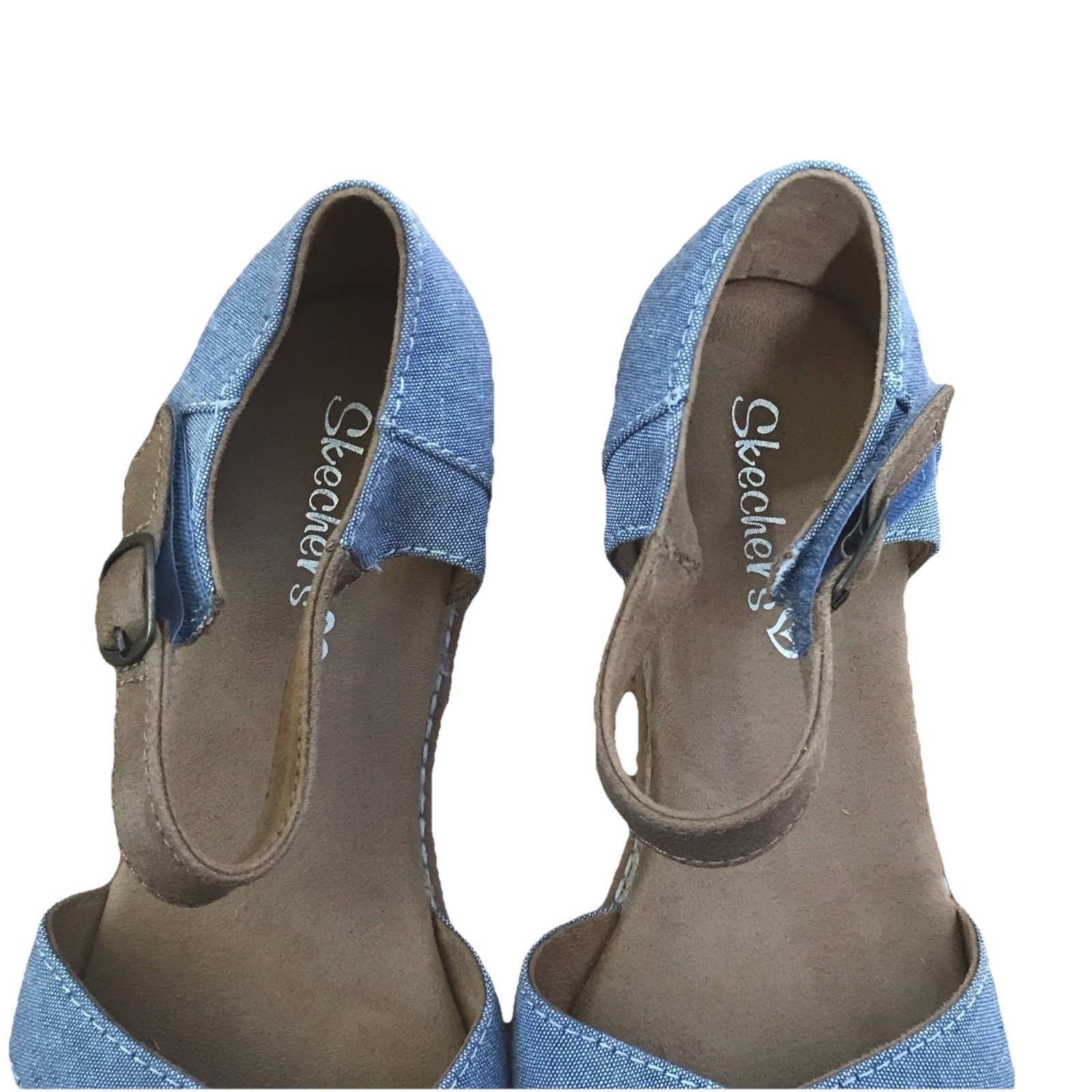 Skechers Blue Brown White Straps Adjustable Sandals Womans US 5 *See Description