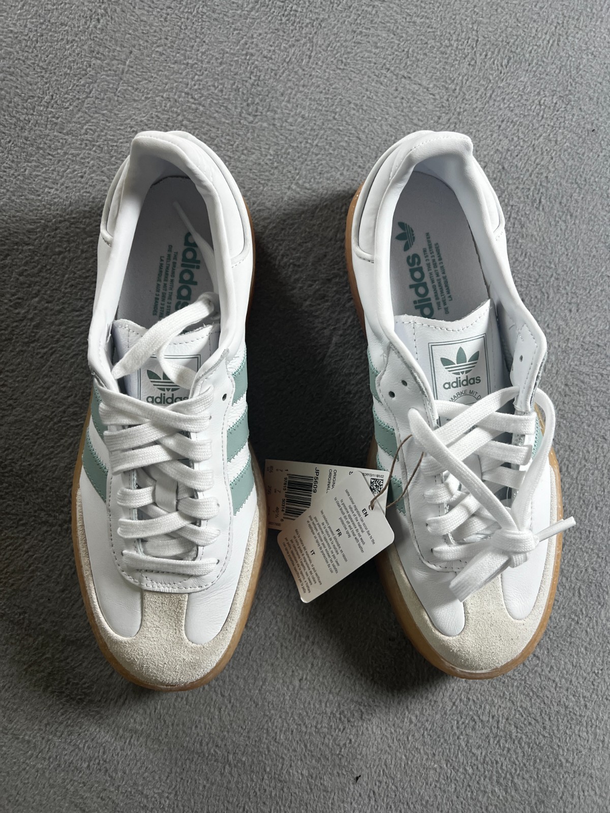 ADIDAS Samba womens 8.5 WHITE mint Gum sneakers Retro Terrace sport shoes JP5609