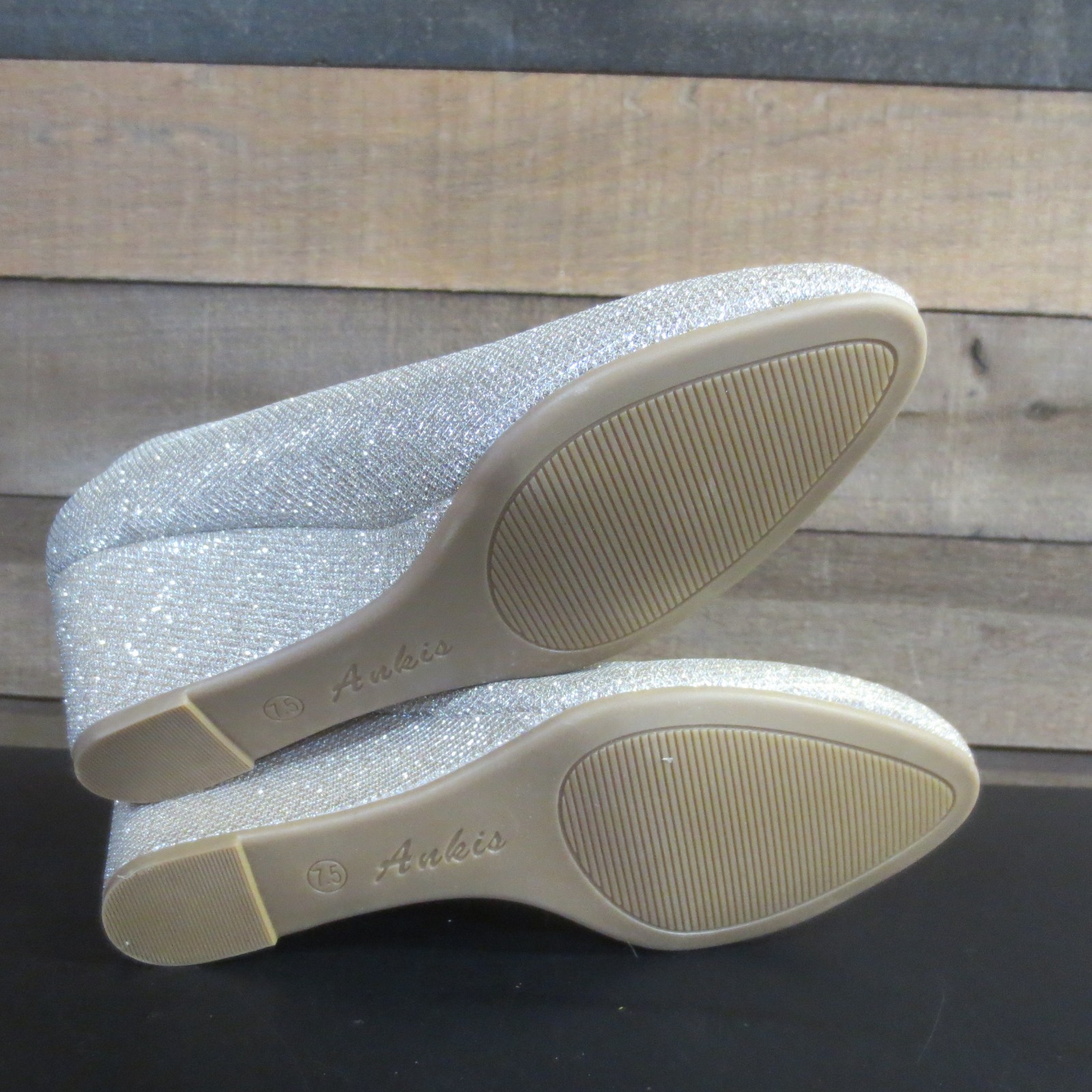 ANKIS WOMEN’S GOLD WEDGE SHOES- US 7.5