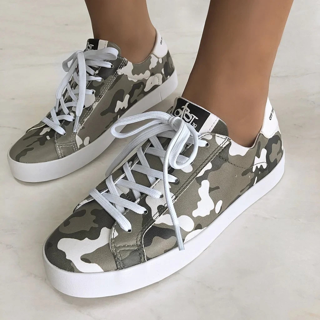 New OTBT Court Camouflage Sneakers Size 6.5 Women’s Green NIB