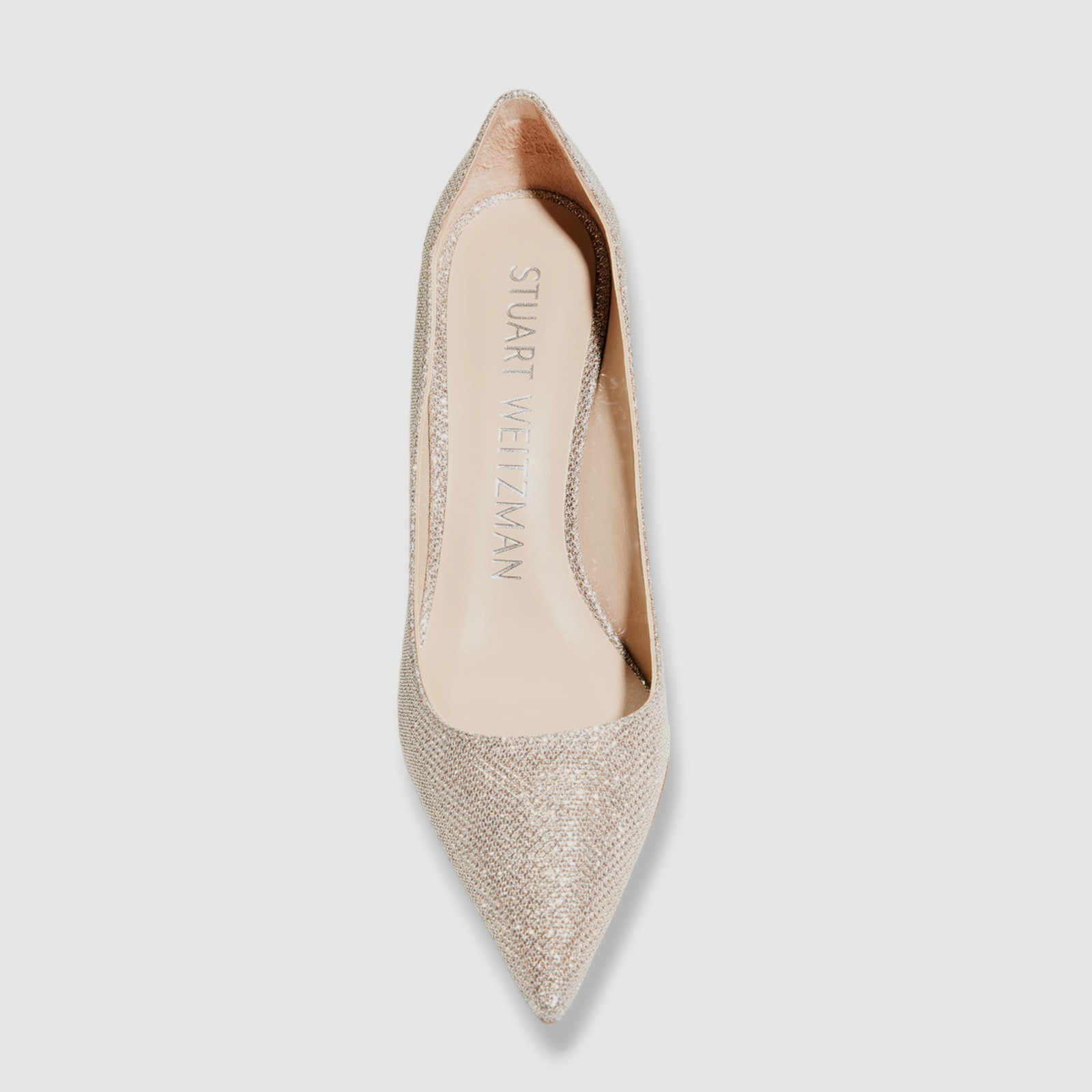 $495 Stuart Weitzman Women’s Beige Glitter Scallop Heel Pump Shoes EU 41.5/US 11