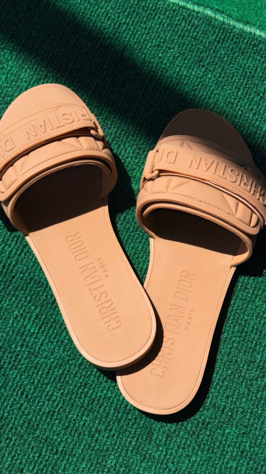 Dior Women’s Beige Logo Slide Sandals Open Toe Single Strap Slip-On 8.5