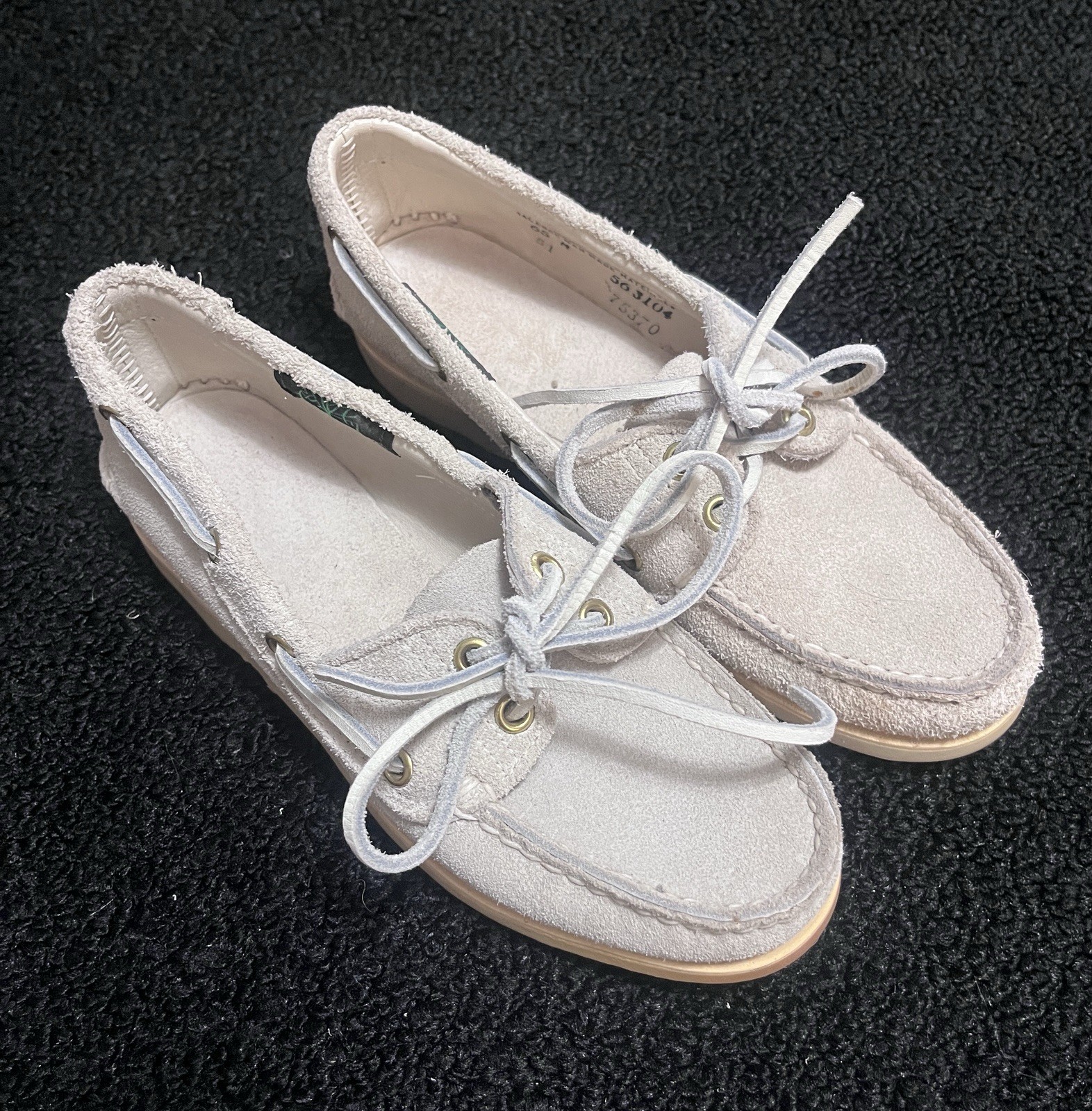 Timberland Women’s Boat Shoes 6.5 M Beige Suede Made USA Vibram Sole 503104
