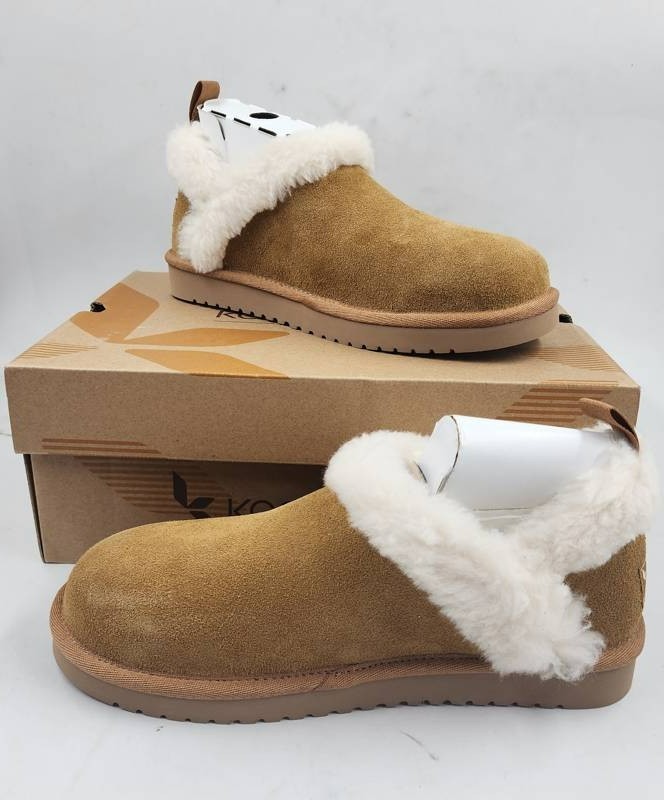Koolaburra by Ugg Advay Cozy Boots Women’s 6US Chestnut Faux Fur Trim Slip-On