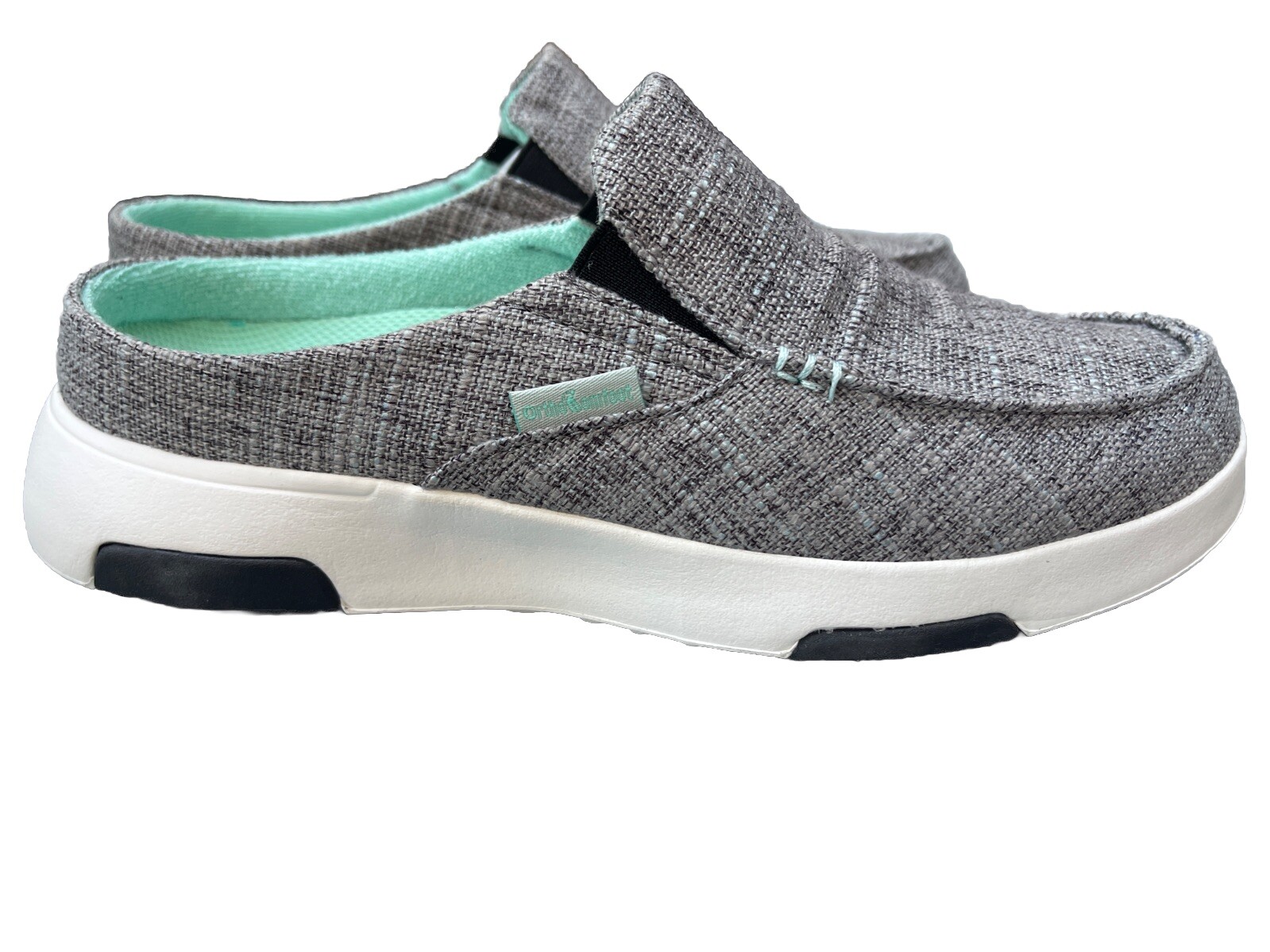 Ortho Comfoot Women’s Slip On Mules Grey Tweed Casual Shoes Size Us 9