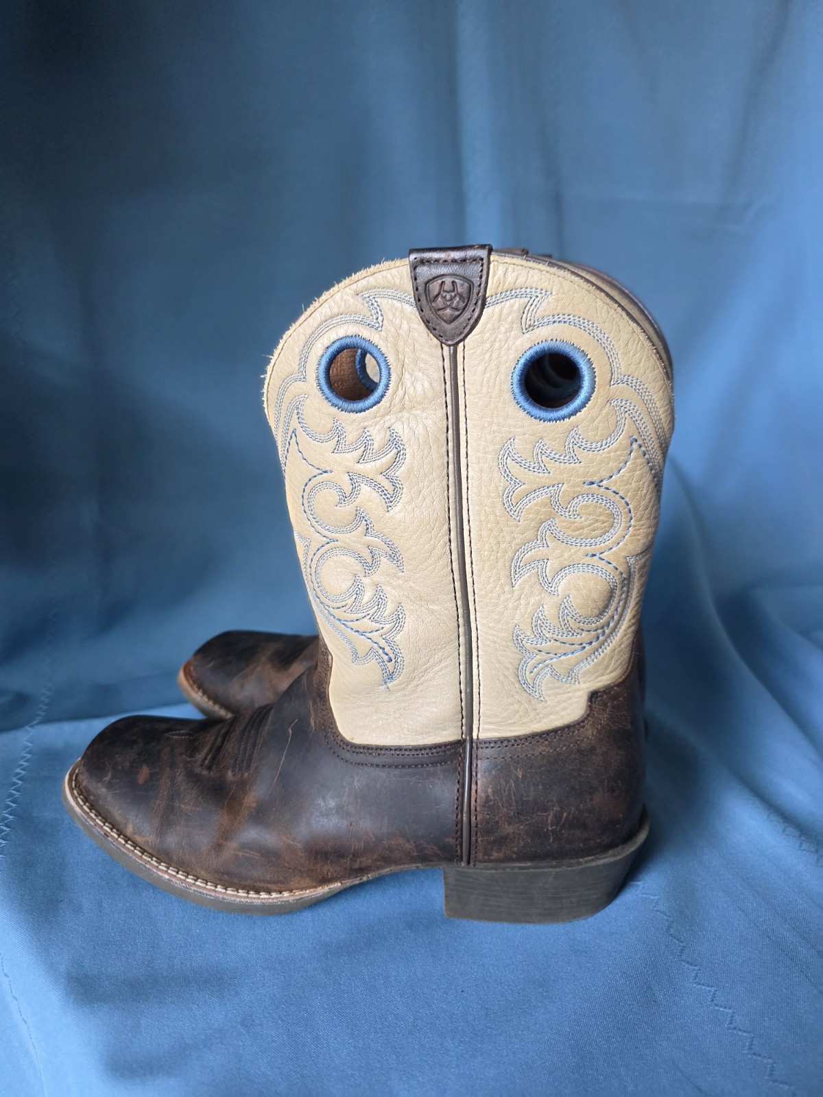 Ariat 4LR Western Cowboy Boots Womens 6 Brown Tan Distressed Square Toe Ranch