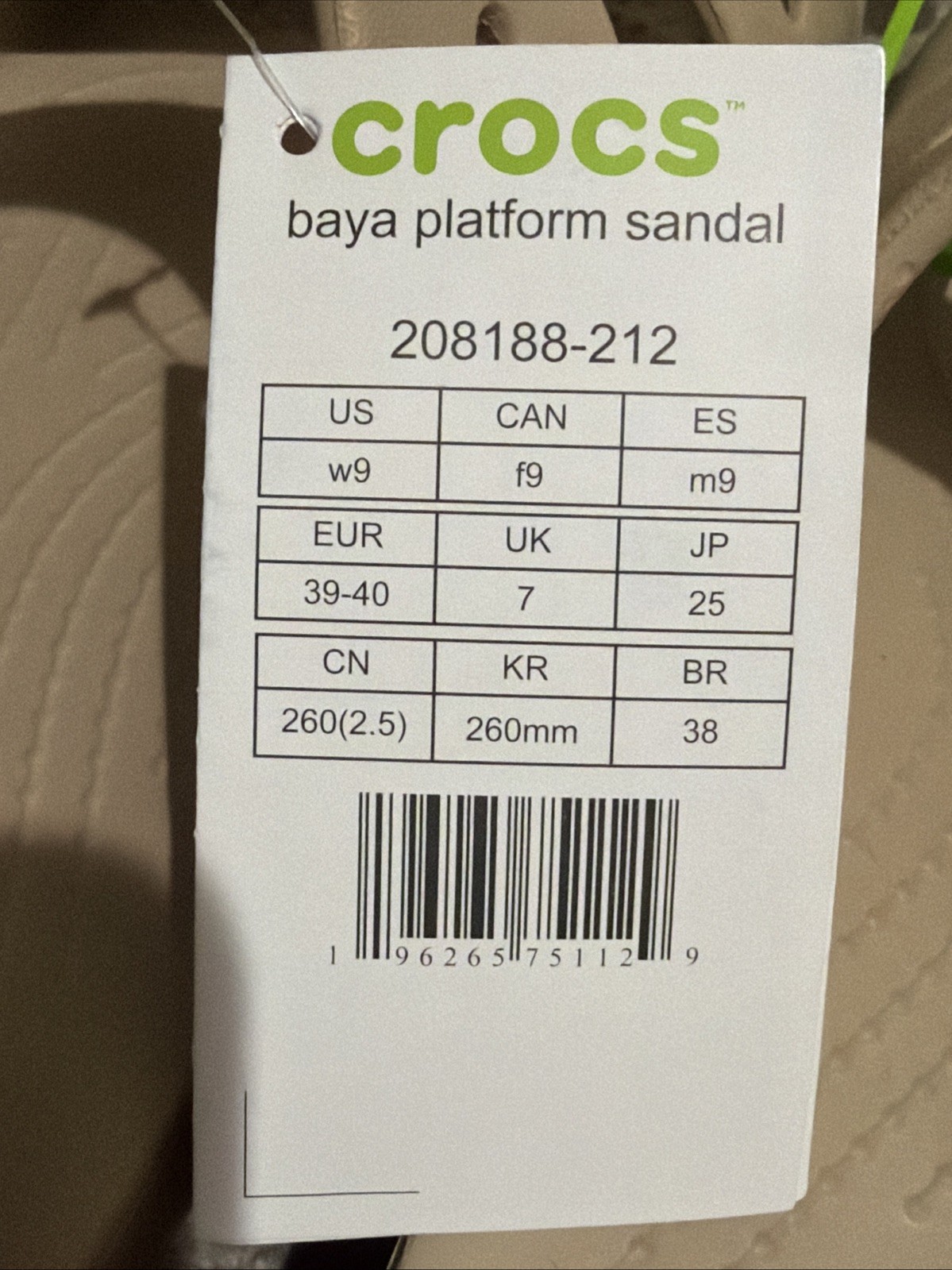 Crocs Baya Platform Sandals Chai (Tan). Size 9. NWT!