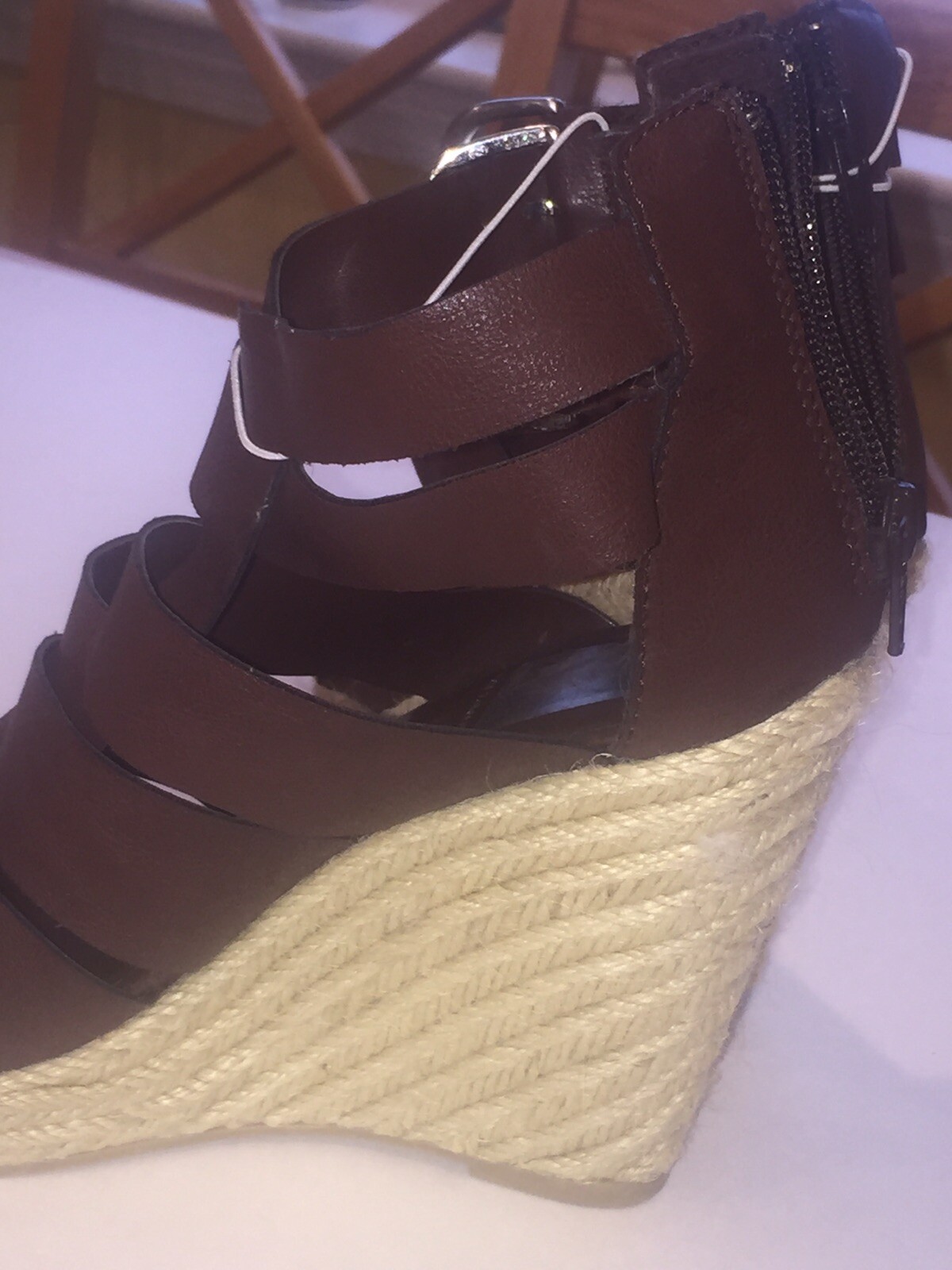 Women’s sz 6.5 Brown Sandal DV DOLCE VITA Leather Strappy Ankle Strap Wedge