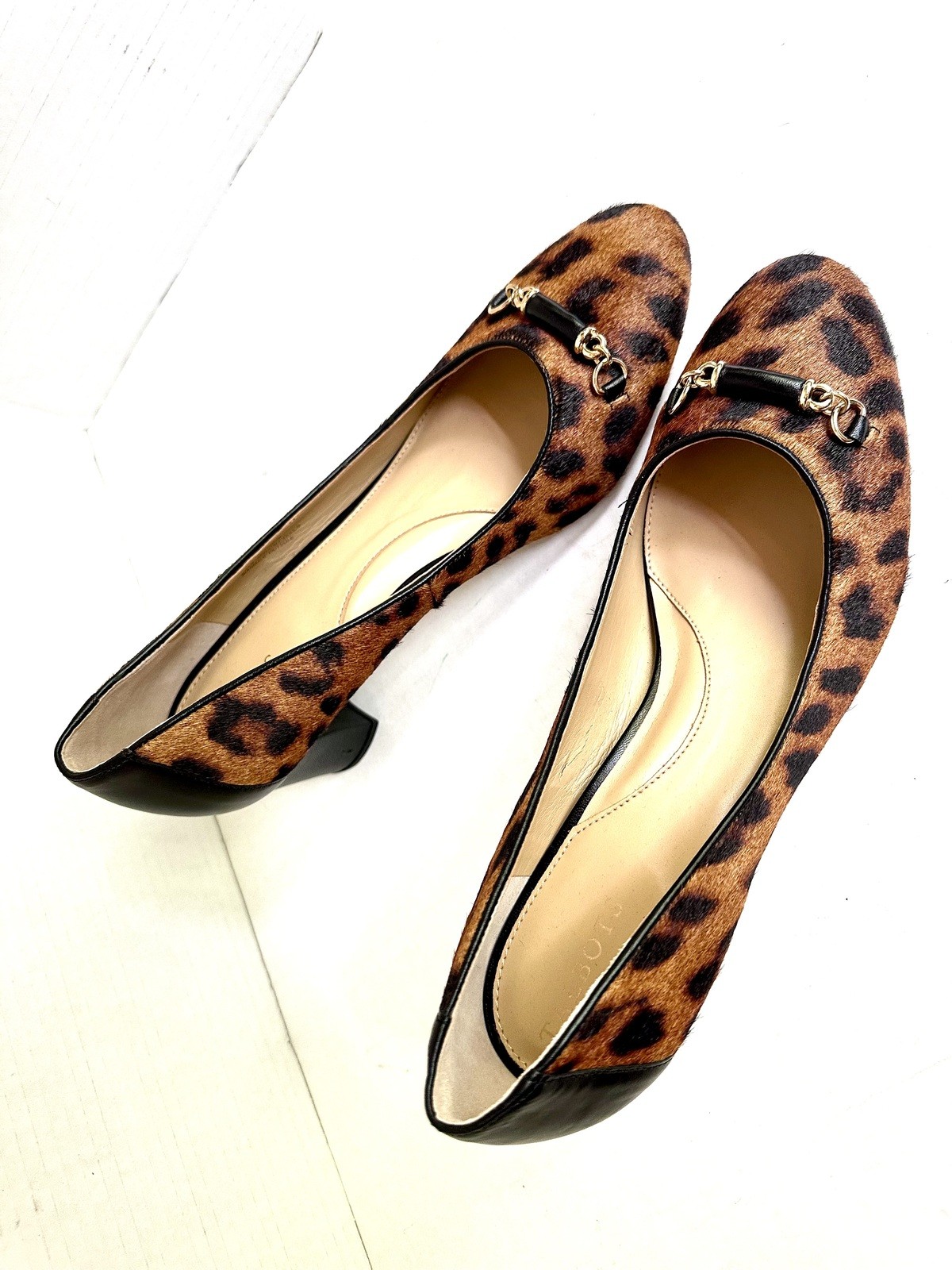 Talbots Ellery Bit Block Heel Pumps Leopard Calf Hair Finish Size 11M Brand New
