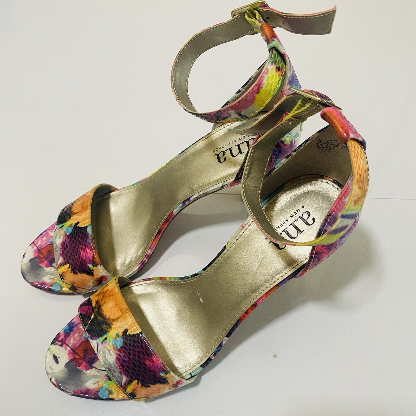 Ana Women’s Multicolor Floral High Heels Sandals Size 7M